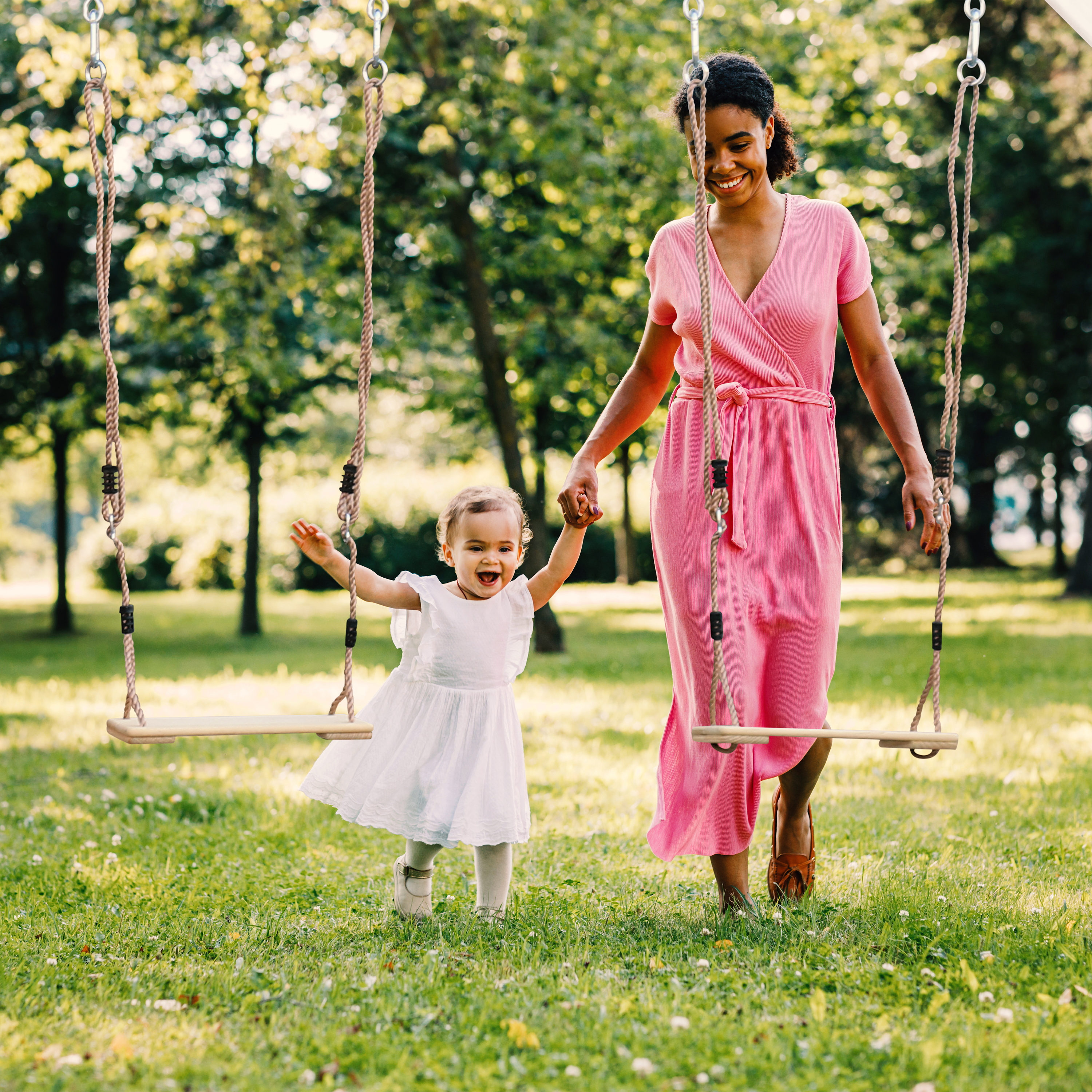 AXI Beach Tower with Double Swing Set Brown - Green Slide