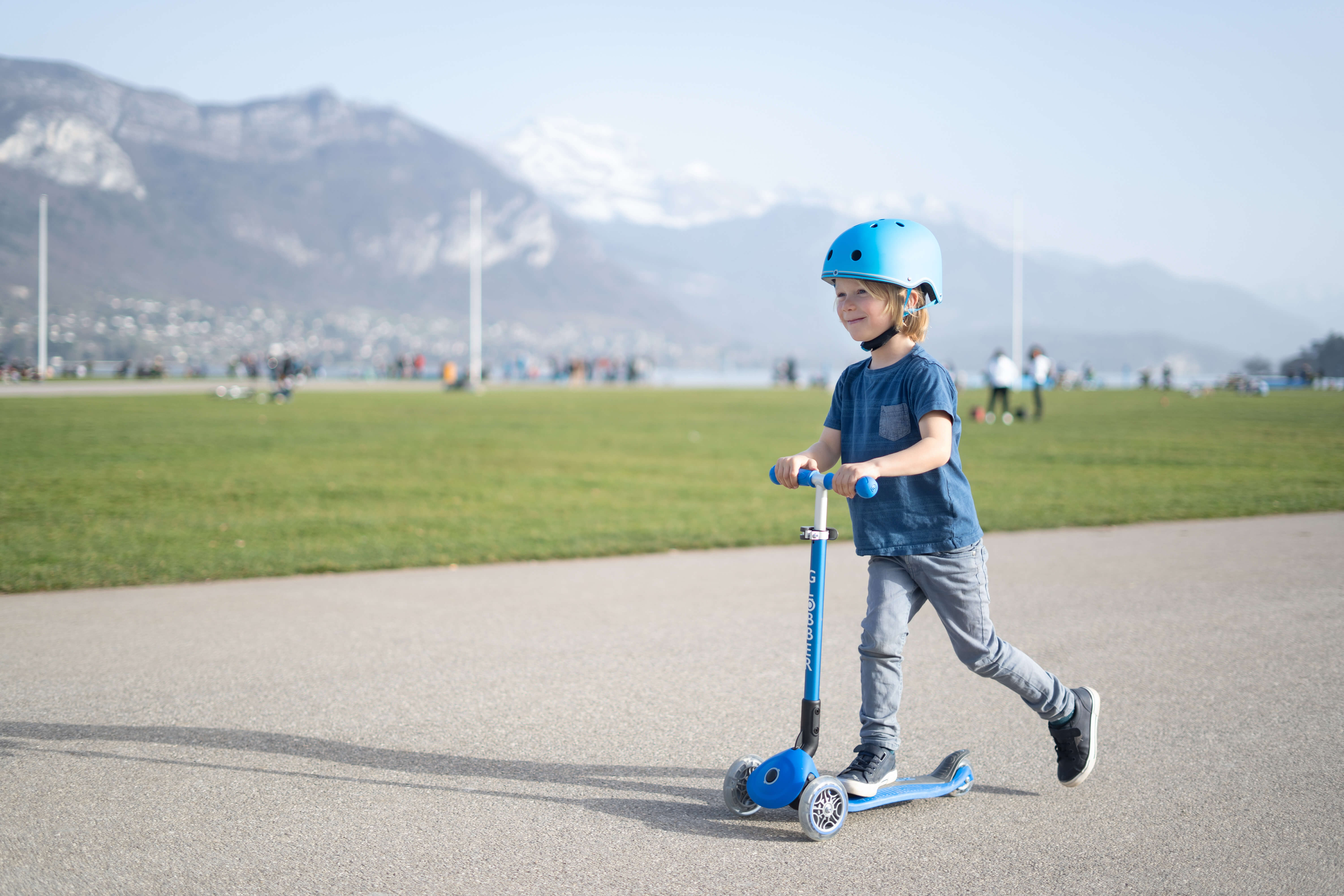 Globber Primo Foldable Lights Trottinette Bleue