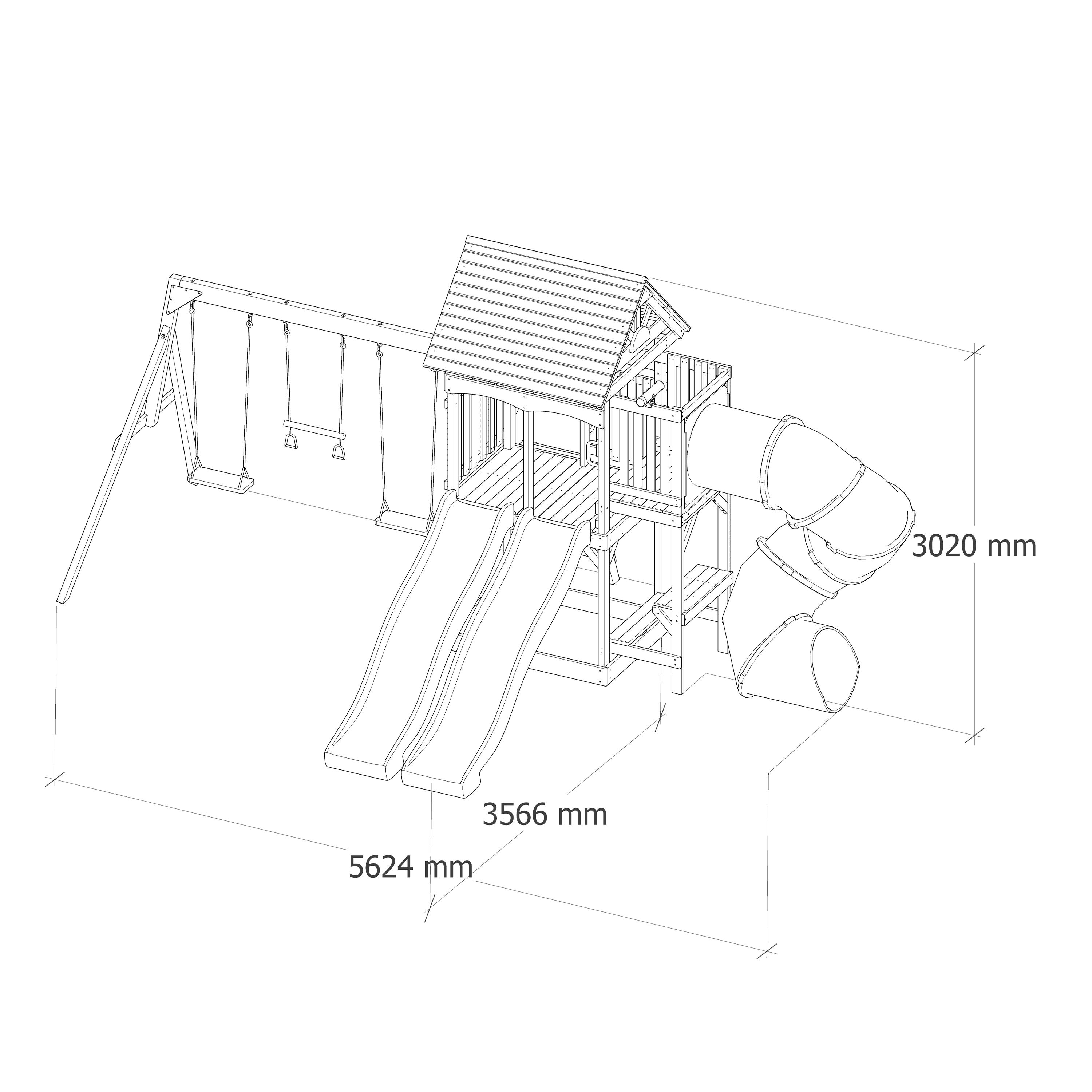 AXI Cody Climbing Frame with Swings, Trapeze and Climbing Wall – Lime Green Double Slide and Tube Slide