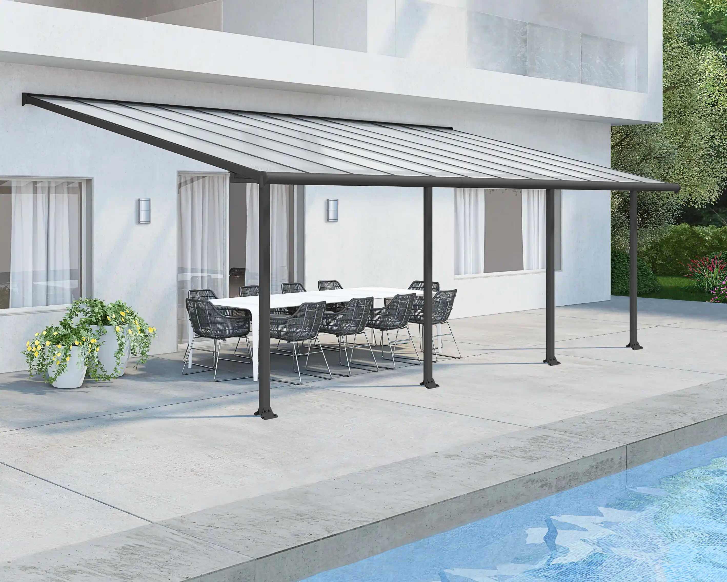 Canopia Olympia 739X294 cm Auvent terrasse Gris Foncé transparent