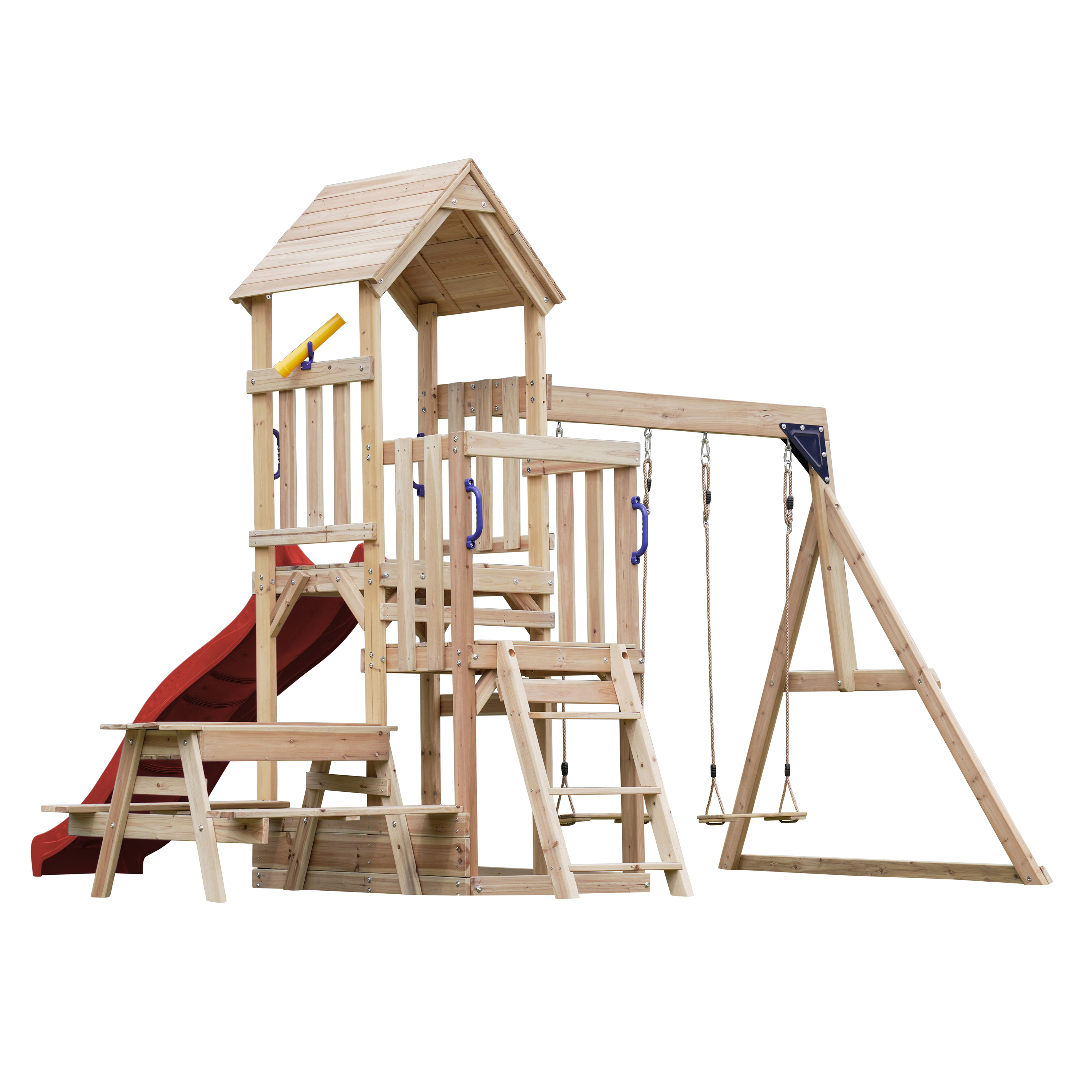 AXI Mette Playground with Double Swing Brown - Red Slide 