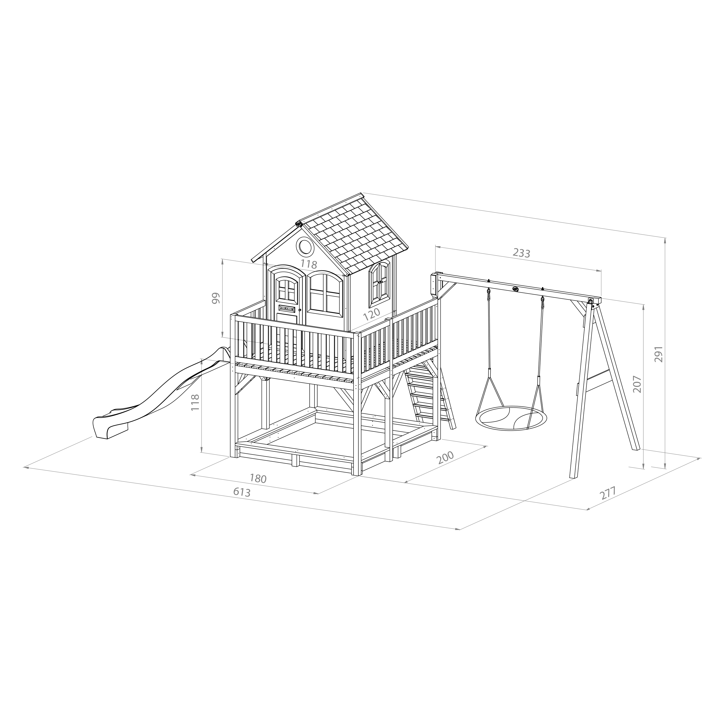 AXI Liam Playhouse with Summer Nest Swing Set Brown/White - Purple Slide