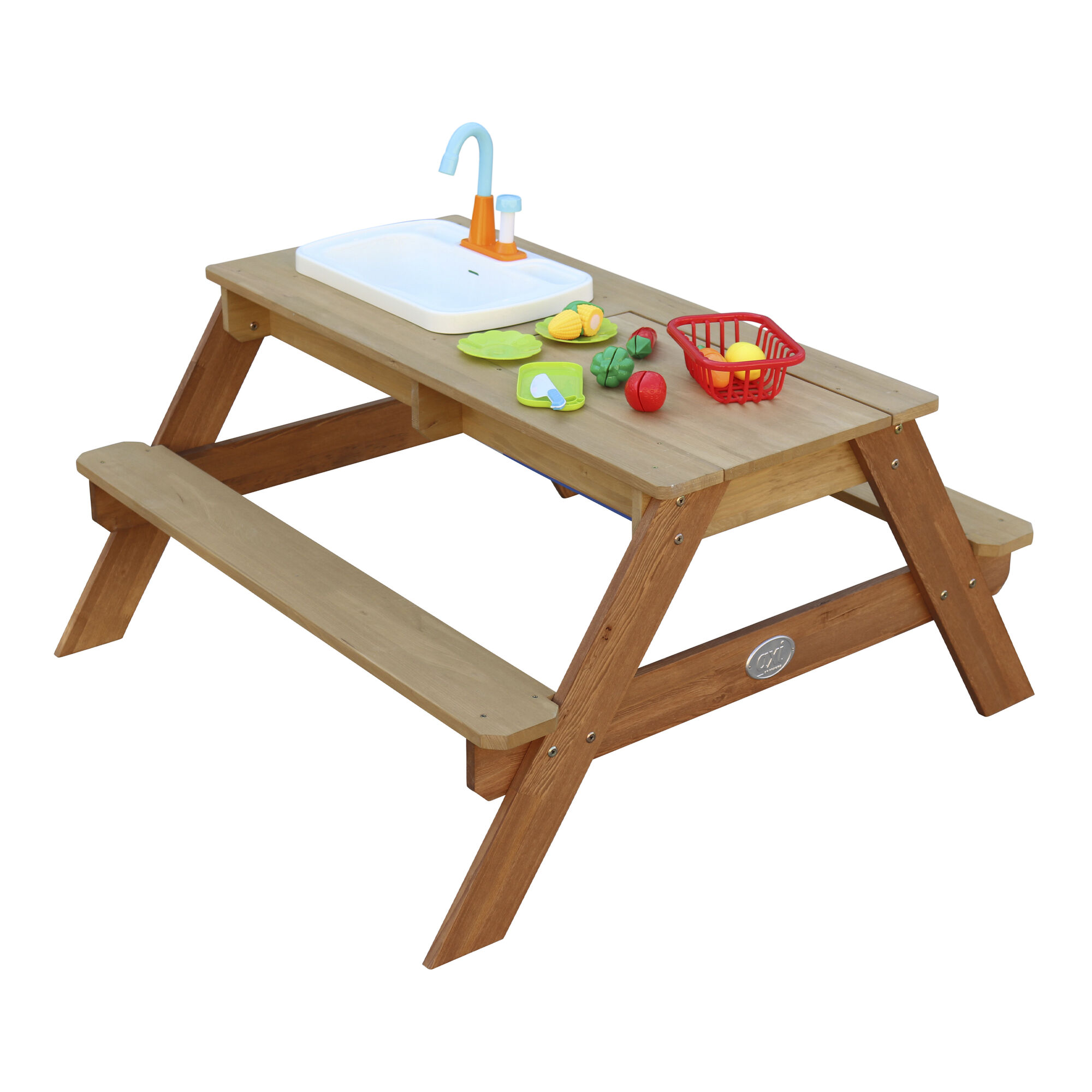 productfoto AXI Emily Zand & Water Picknicktafel met Speelkeuken wastafel Bruin