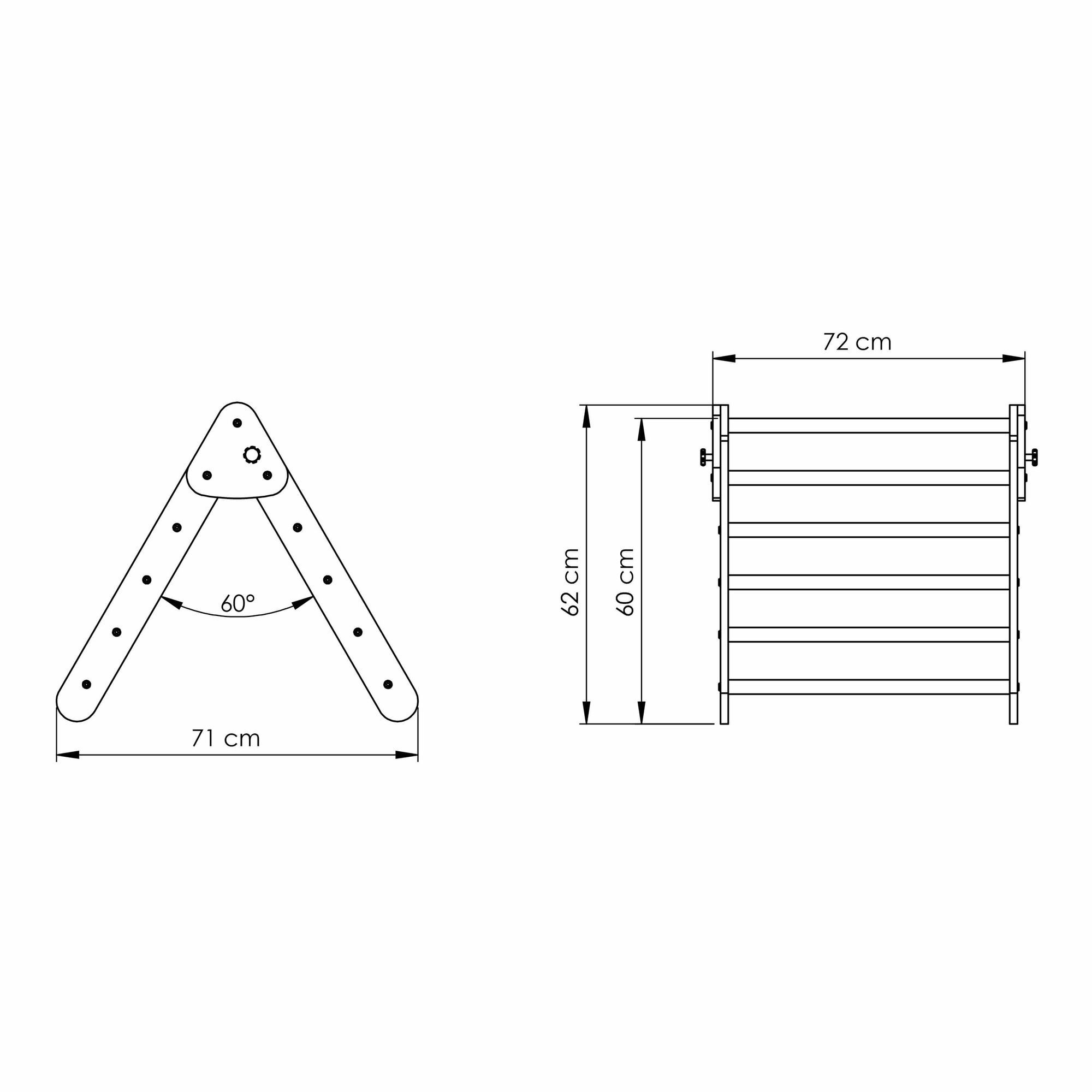 KateHaa Triangle de Pikler en bois avec mur d’escalade Naturel 