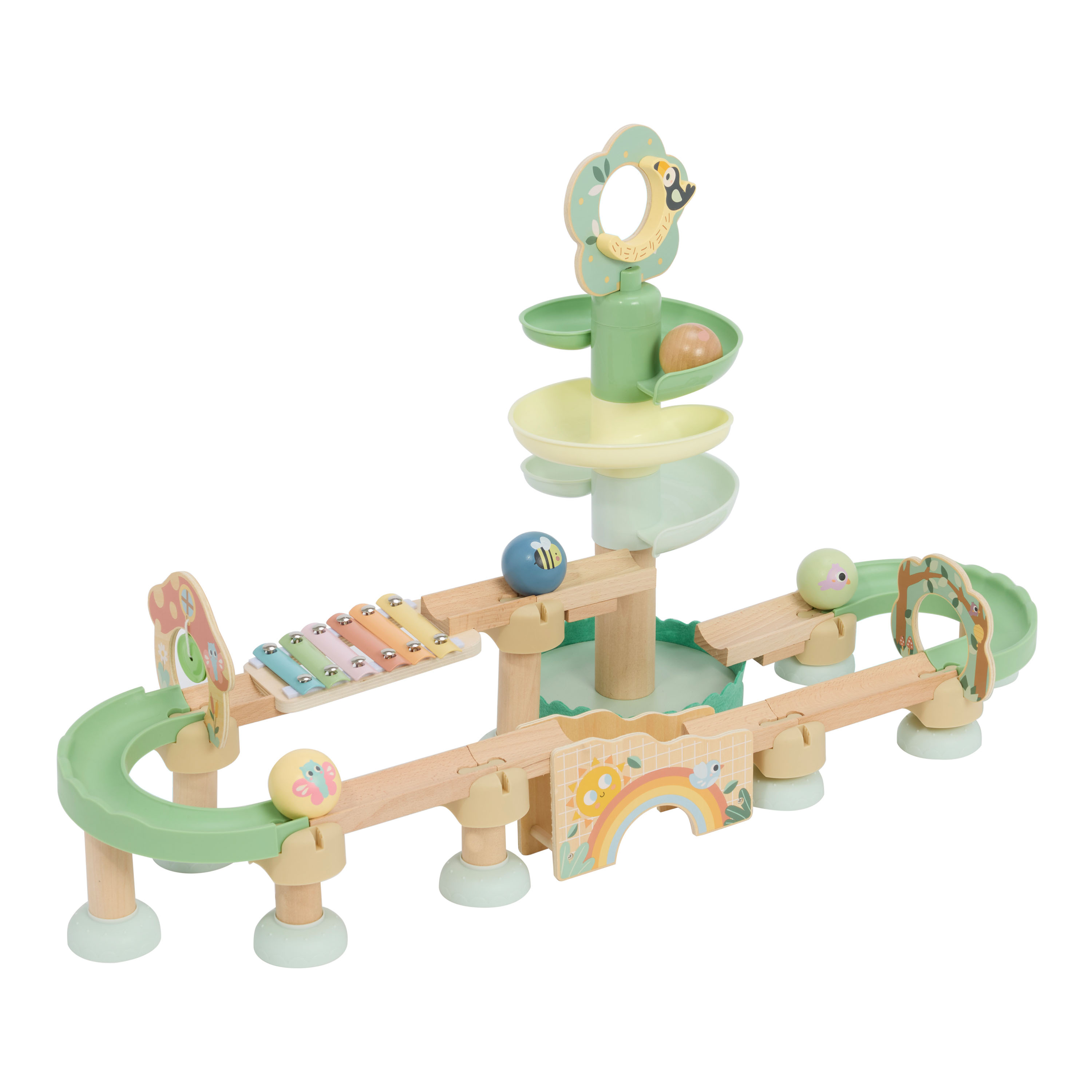 Sunny Wooden Baby Marble Track – Pastel Green