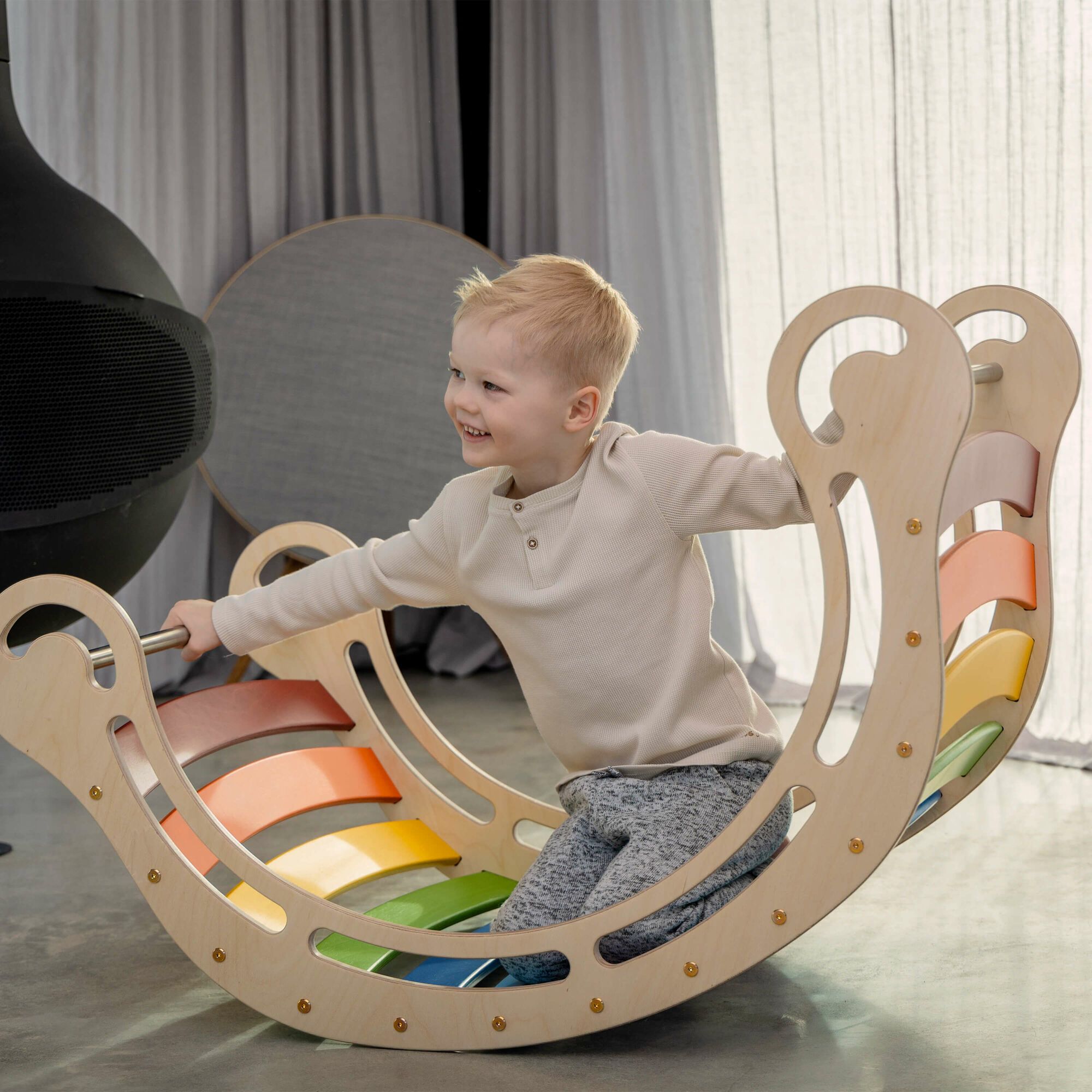 KateHaa Houten XXL Waldorf Rocker Regenboog