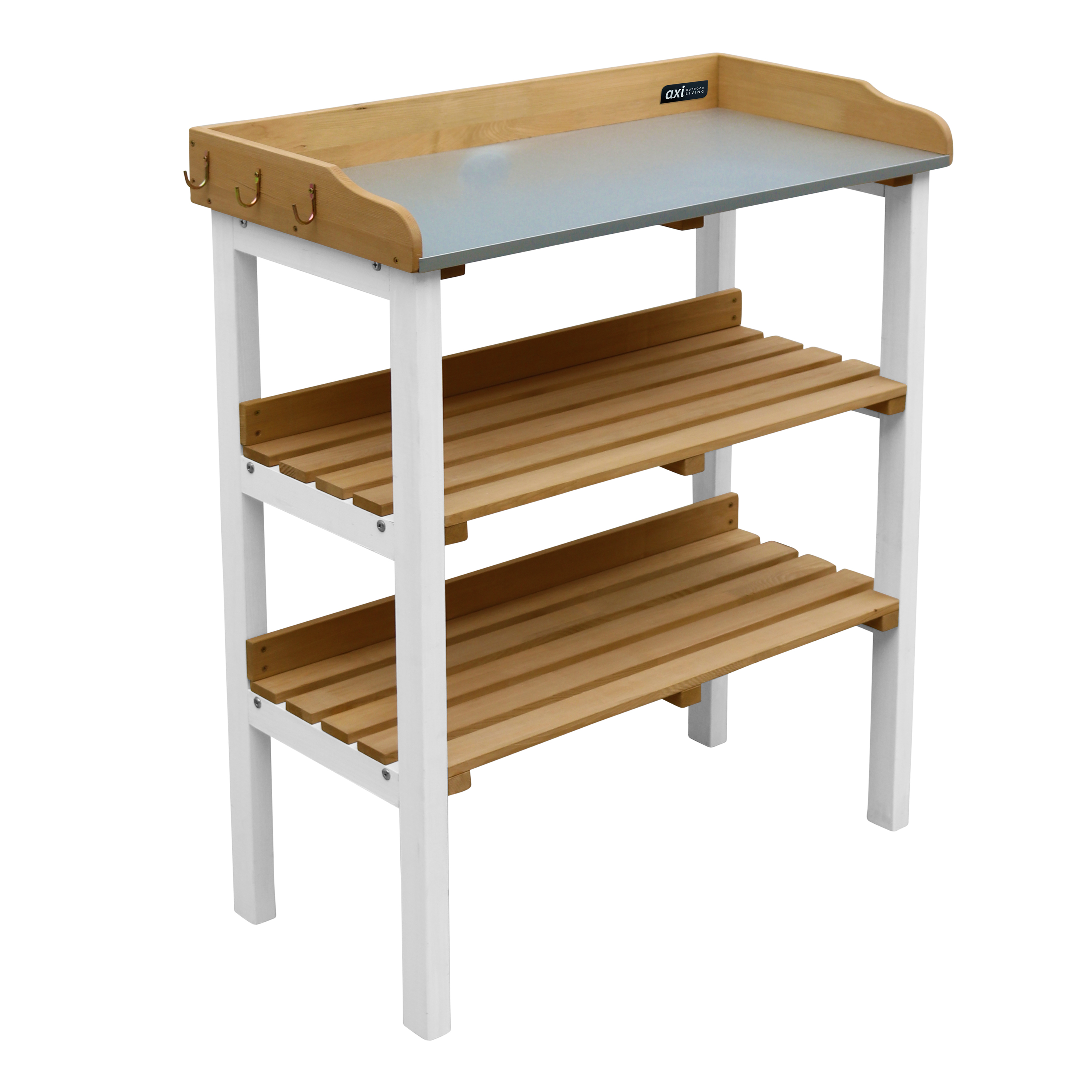 AXI Oppottafel met opbergplanken Bruin/wit-8717973938163 AXI Oppottafel met opbergplanken Bruin/wit