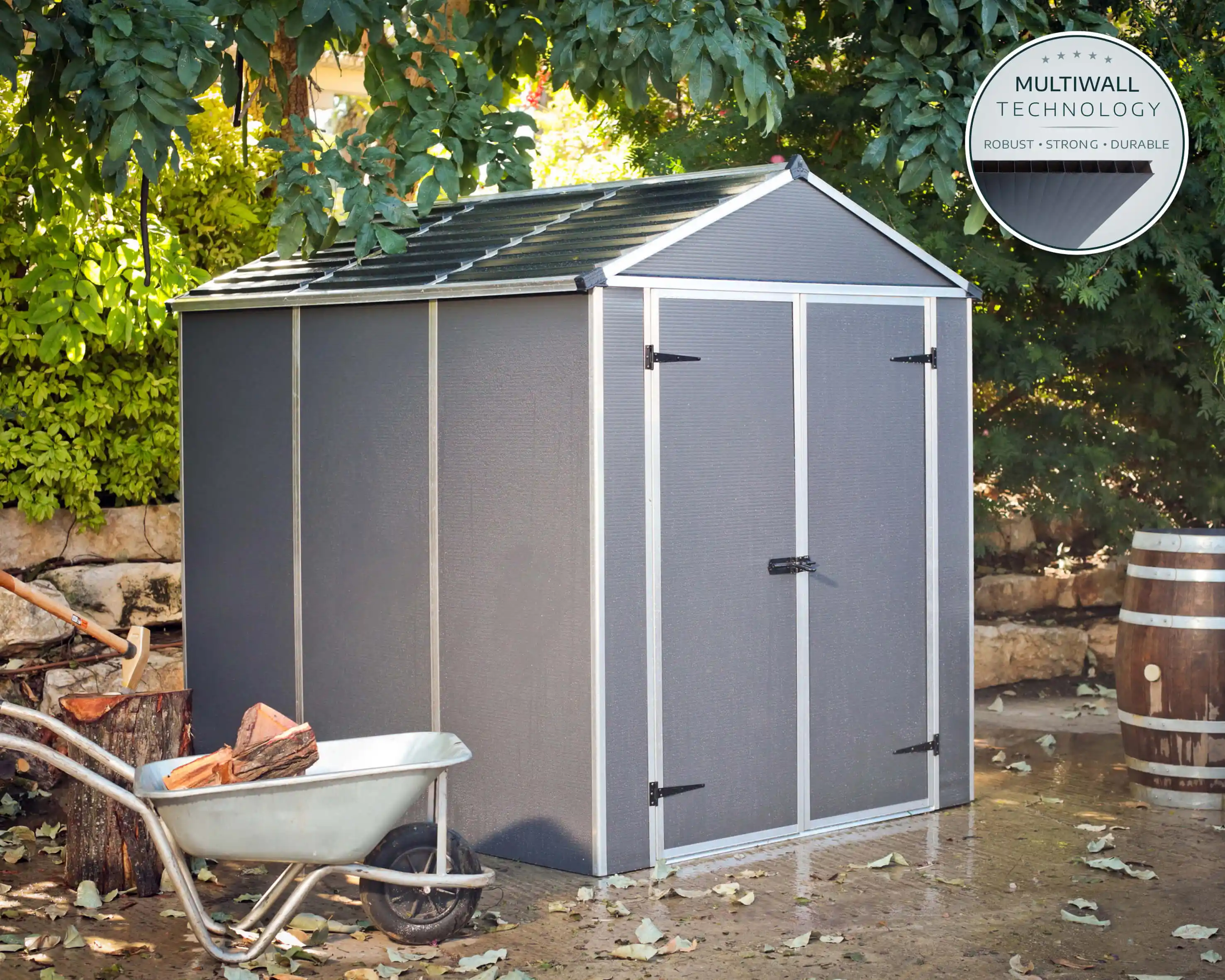 Canopia Rubicon 229X185X217 cm  Hangar de stockage extérieur Gris foncé ultra durable pour jardin