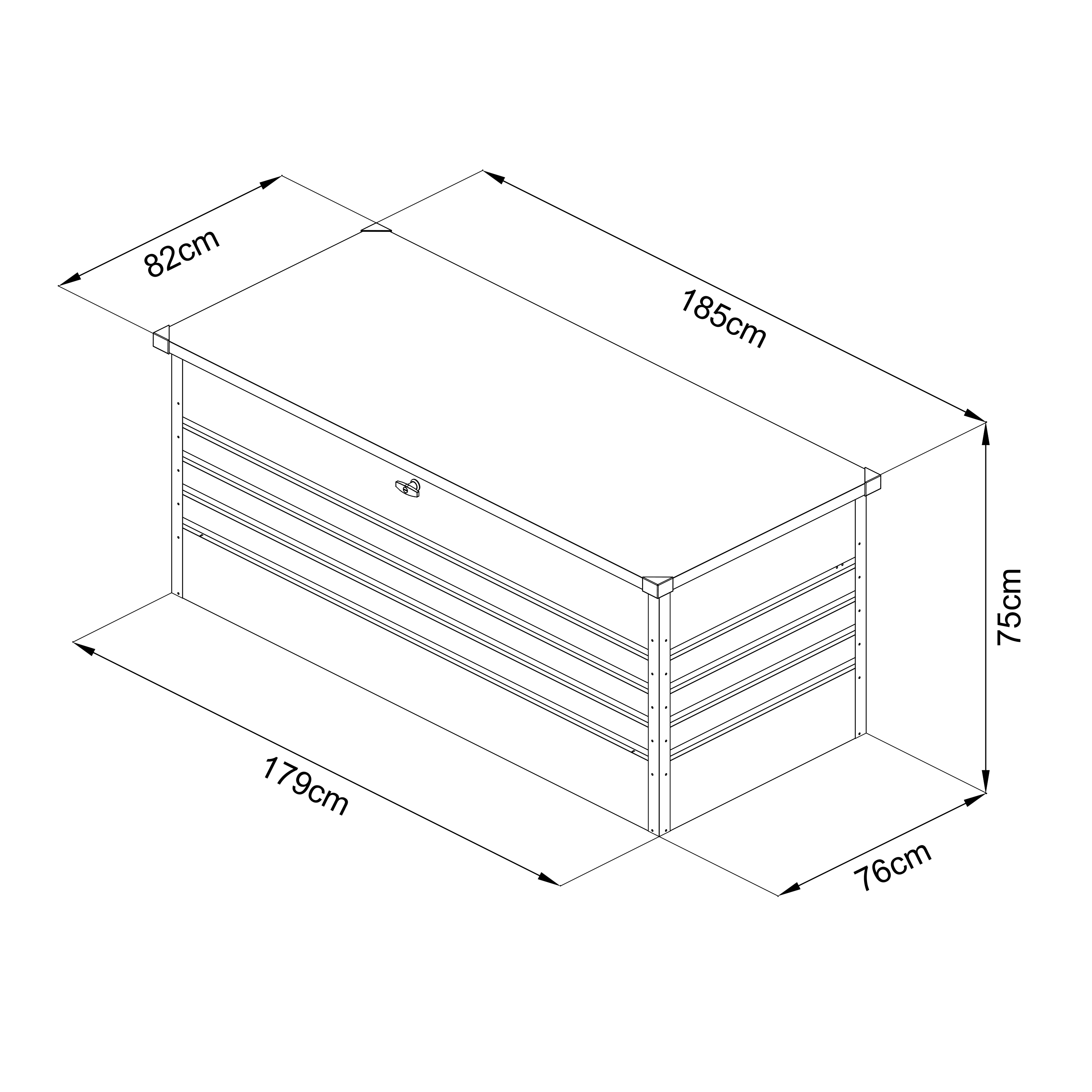 AXI Miles Coffre de jardin en métal 1000 Anthracite - 185x82x75cm