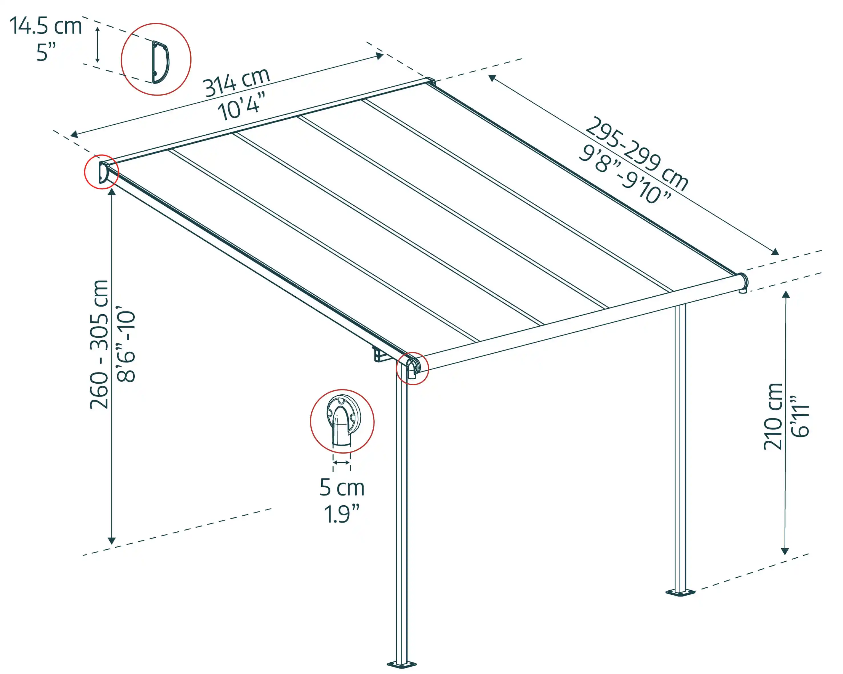 Canopia Capri 314X295X299 cm Terrasoverkapping Donkergrijs Brons