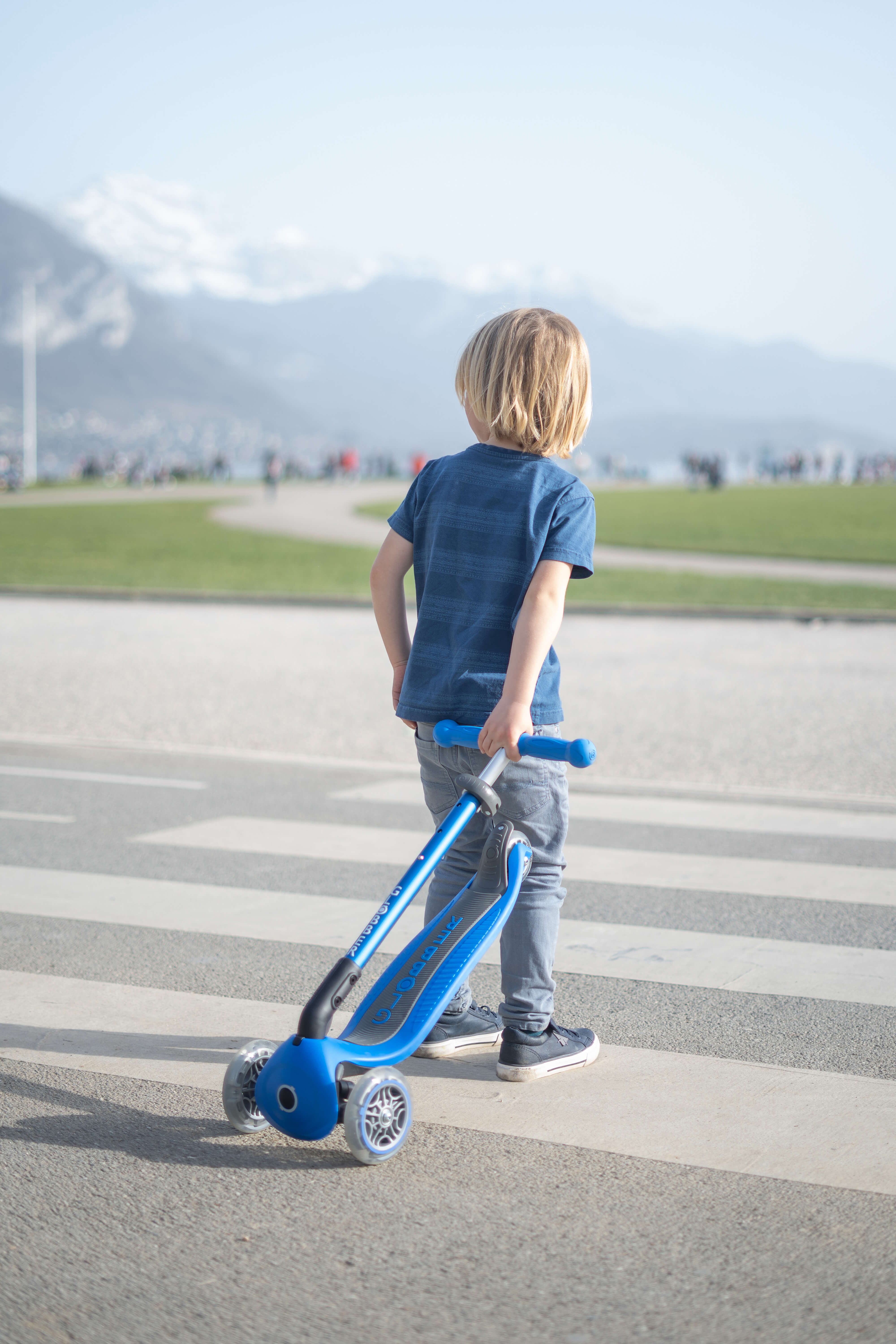 Globber Primo Foldable Lights Trottinette Bleue