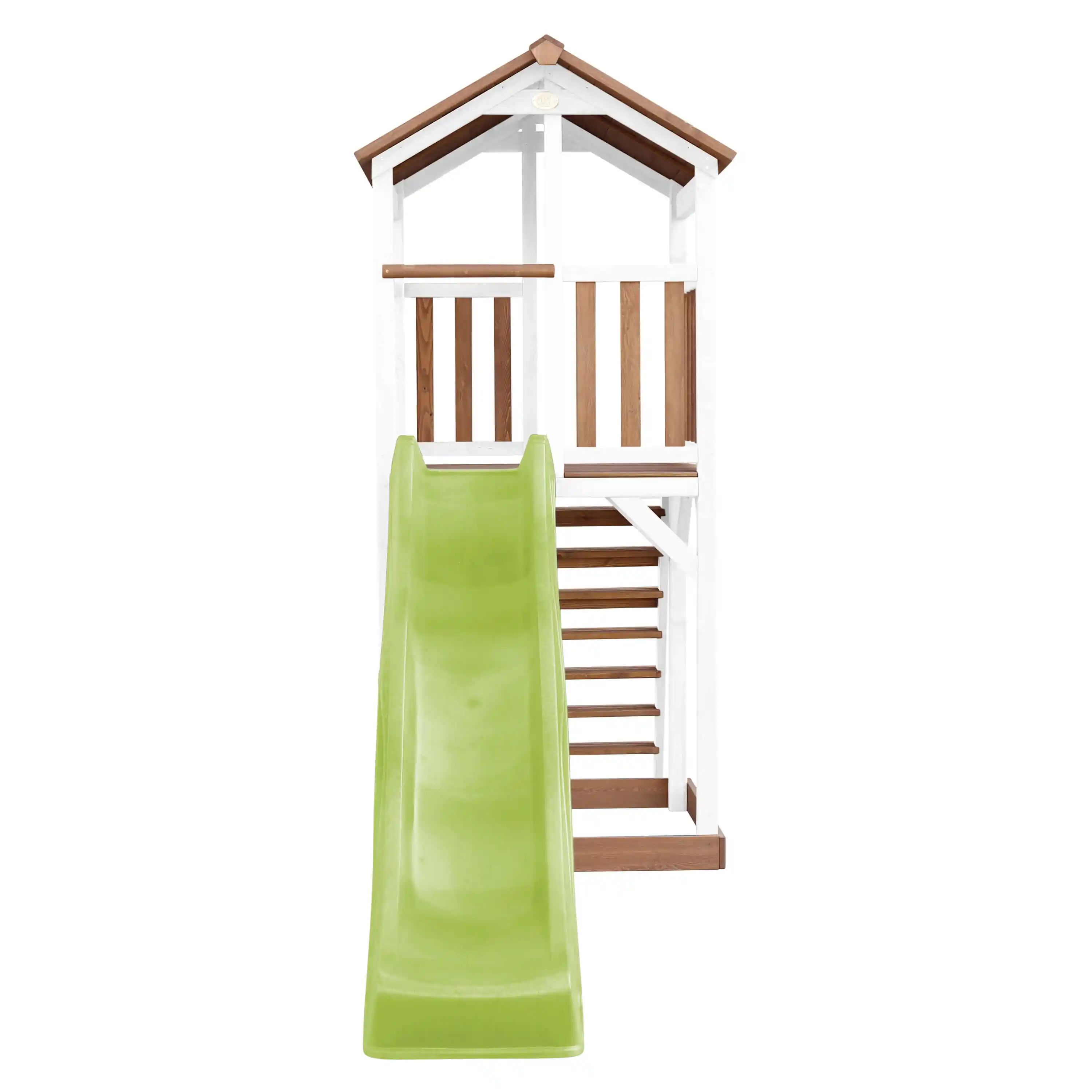 AXI Beach Tower Aire de jeux Marron/Blanche - Toboggan Vert Citron