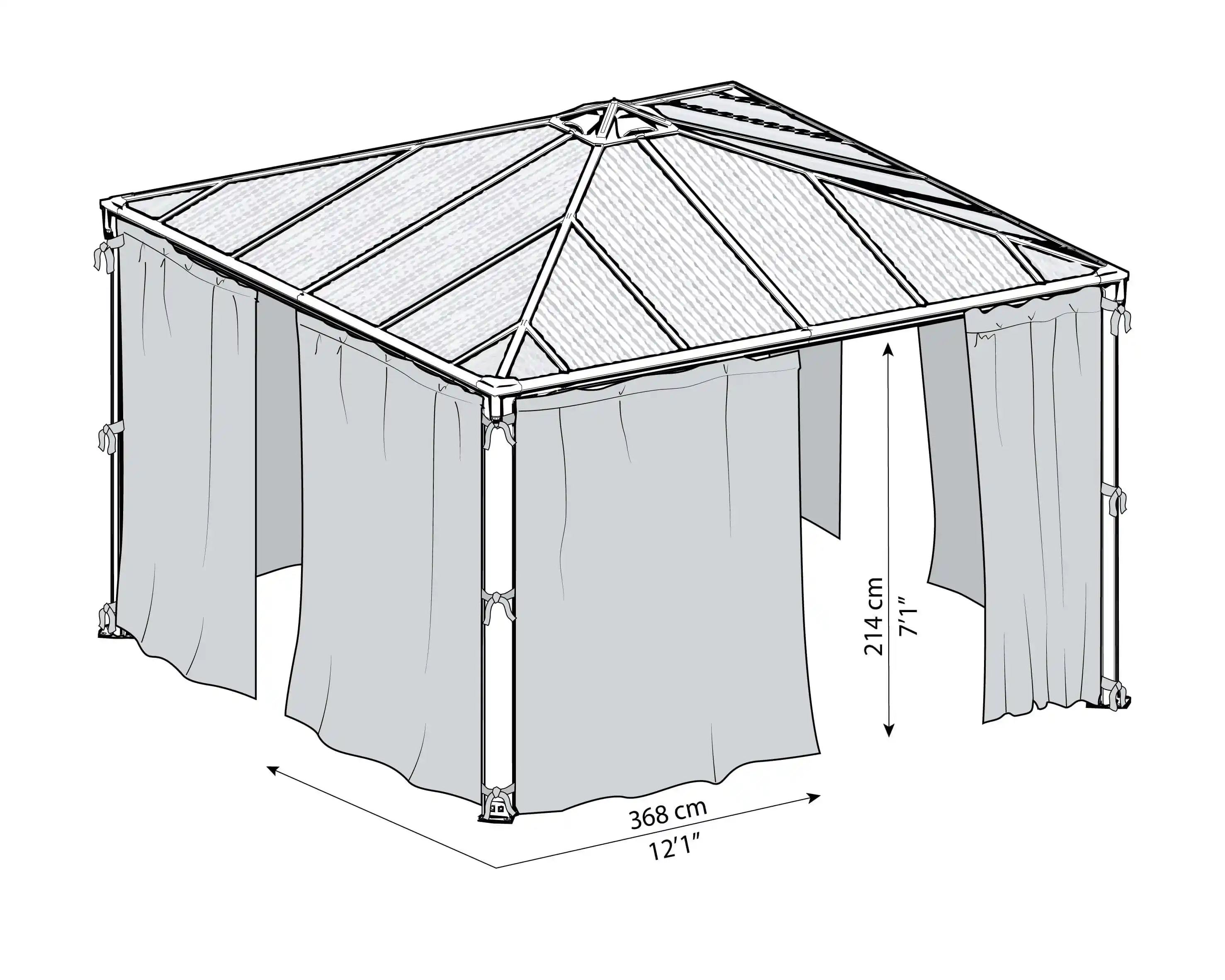 Canopia Ensemble de rideaux pour pavillon de jardin 3X3.6 Gris foncé