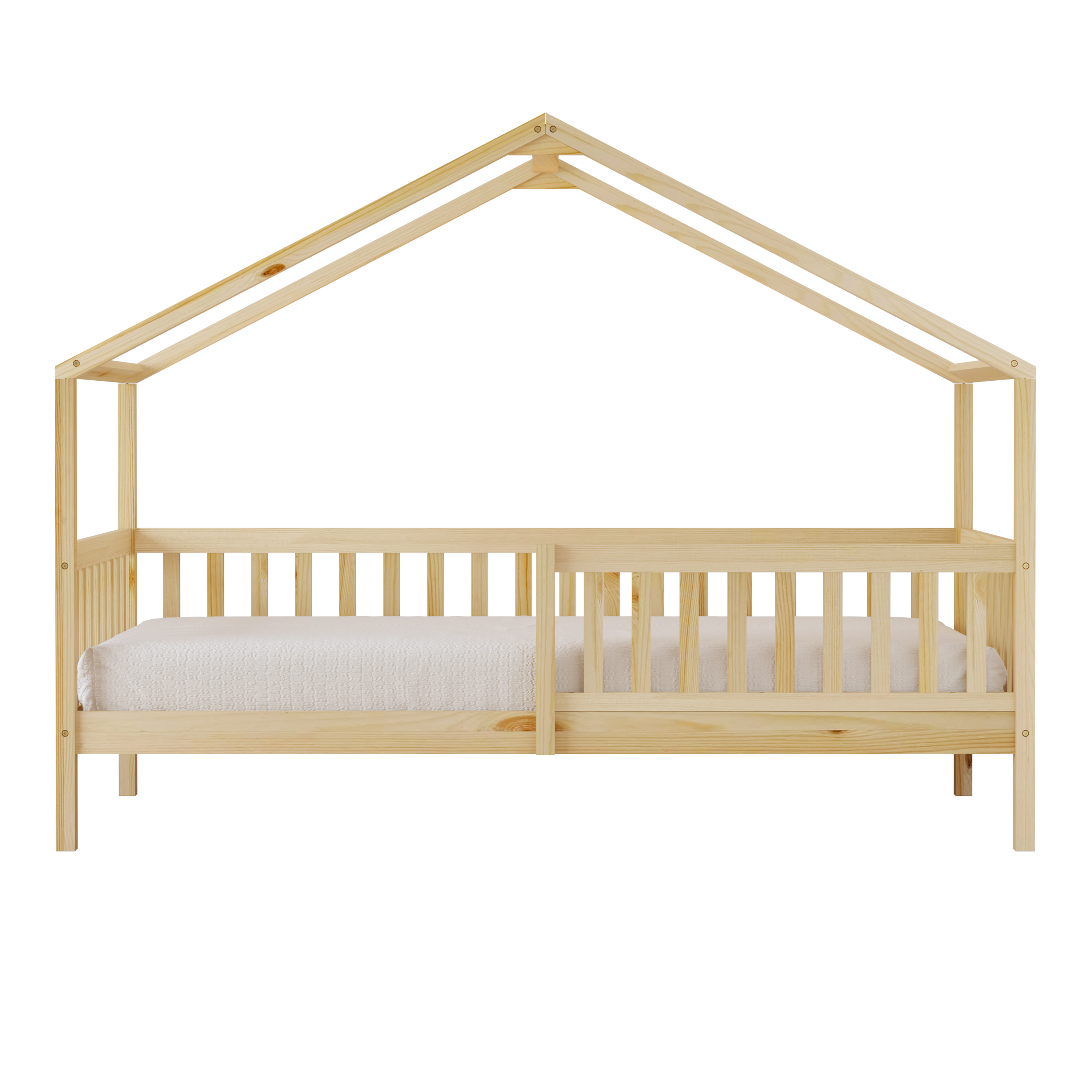 Sunny Kae House Bed with Guardrail Natural – Without Mattress-8720365068881 Sunny Kae House Bed with Guardrail Natural – Without Mattress