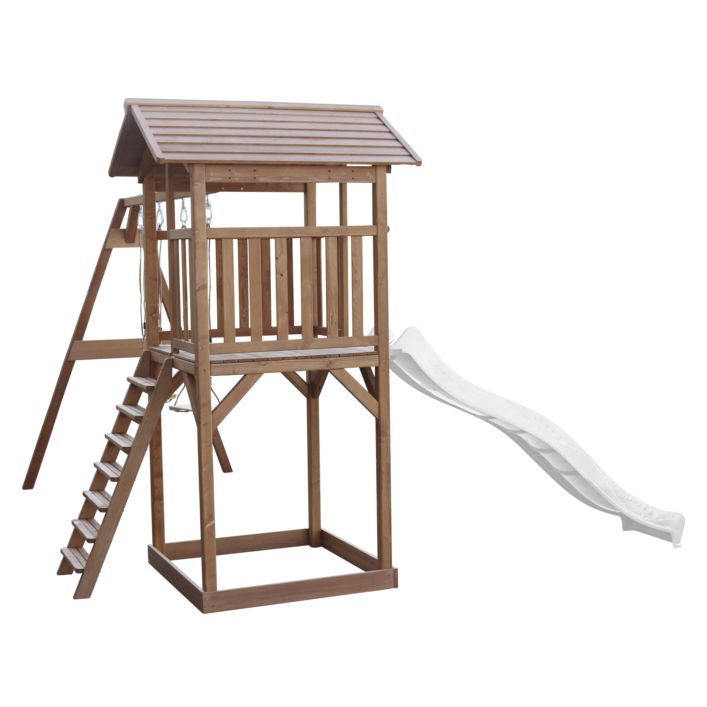 AXI Beach Tower with Double Swing Set Brown - White Slide