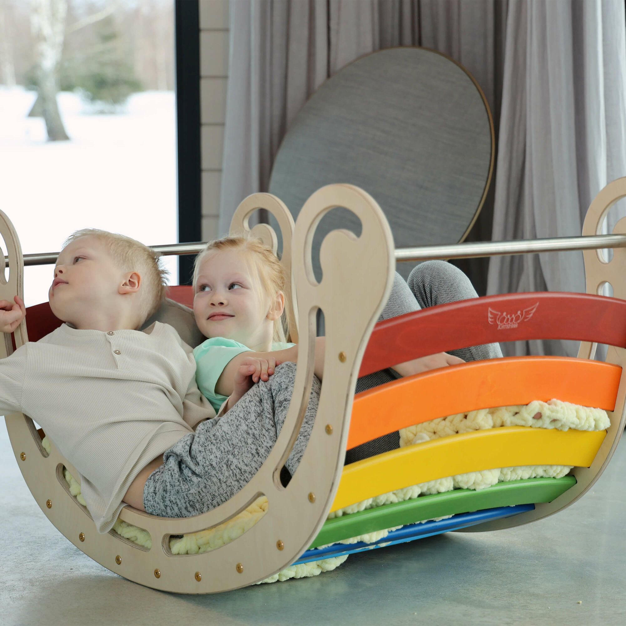 KateHaa Houten XXL Waldorf Rocker Regenboog