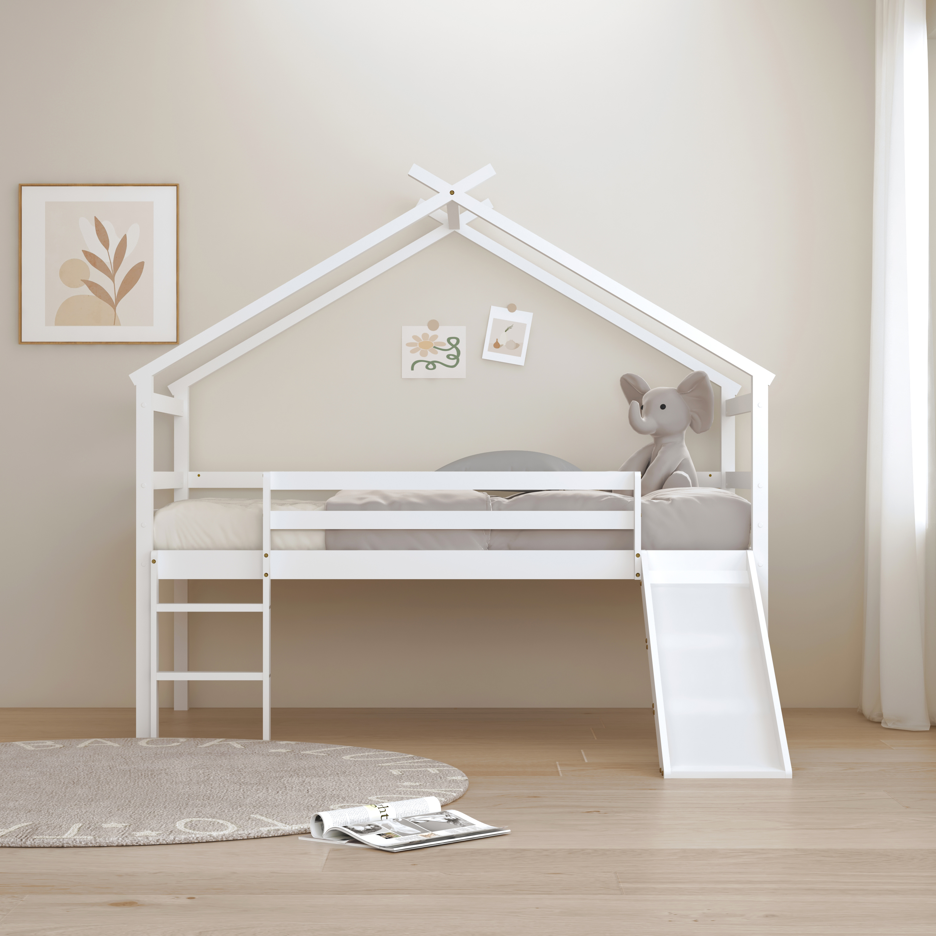 Sunny River Mid Sleeper with Slide White – Without Mattress