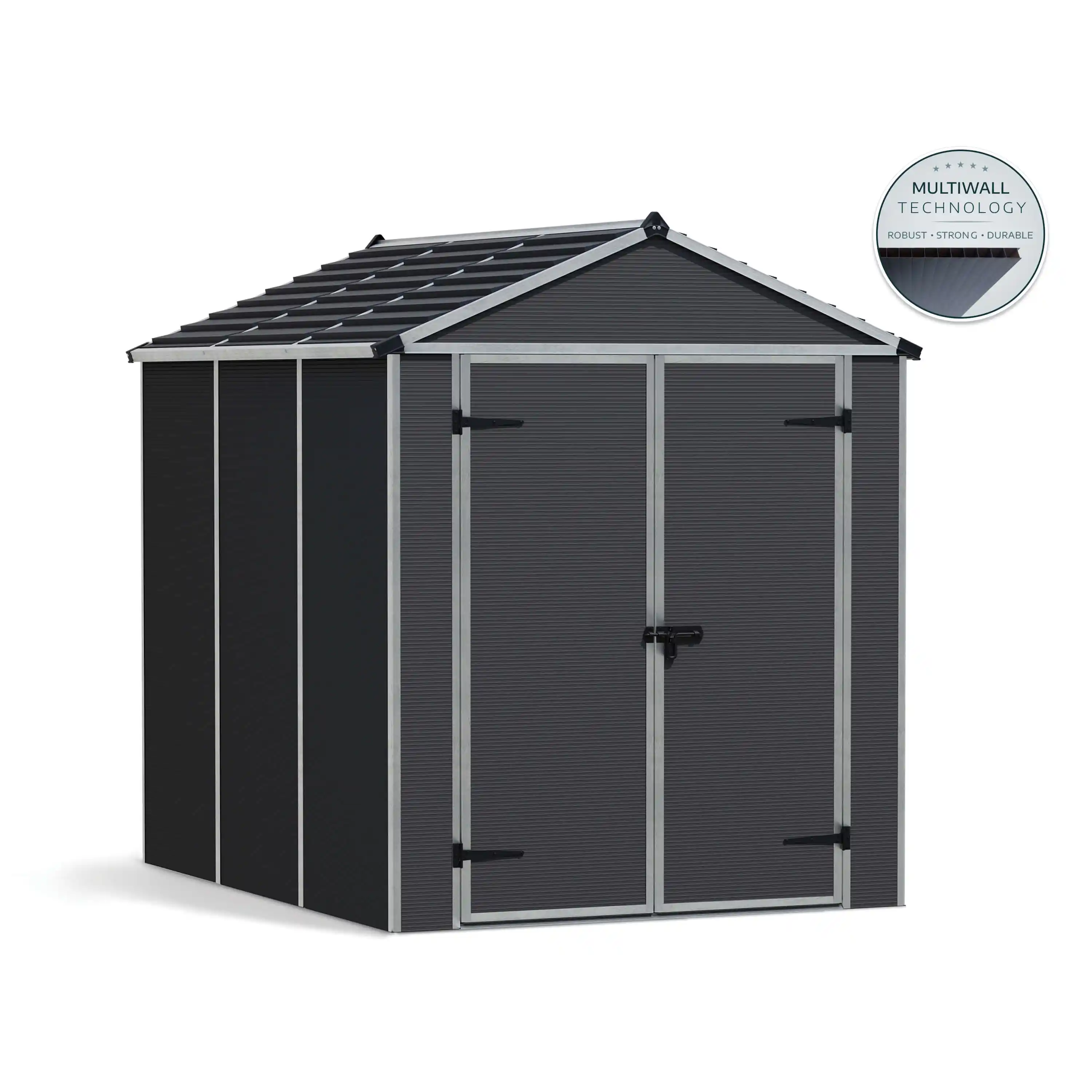 Canopia Rubicon 229X185X217 cm Ultra Duurzame openlucht Opslag Schuur voor tuin Donkergrijs-7290108603408 Canopia Rubicon 229X185X217 cm Ultra Duurzame openlucht Opslag Schuur voor tuin Donkergrijs