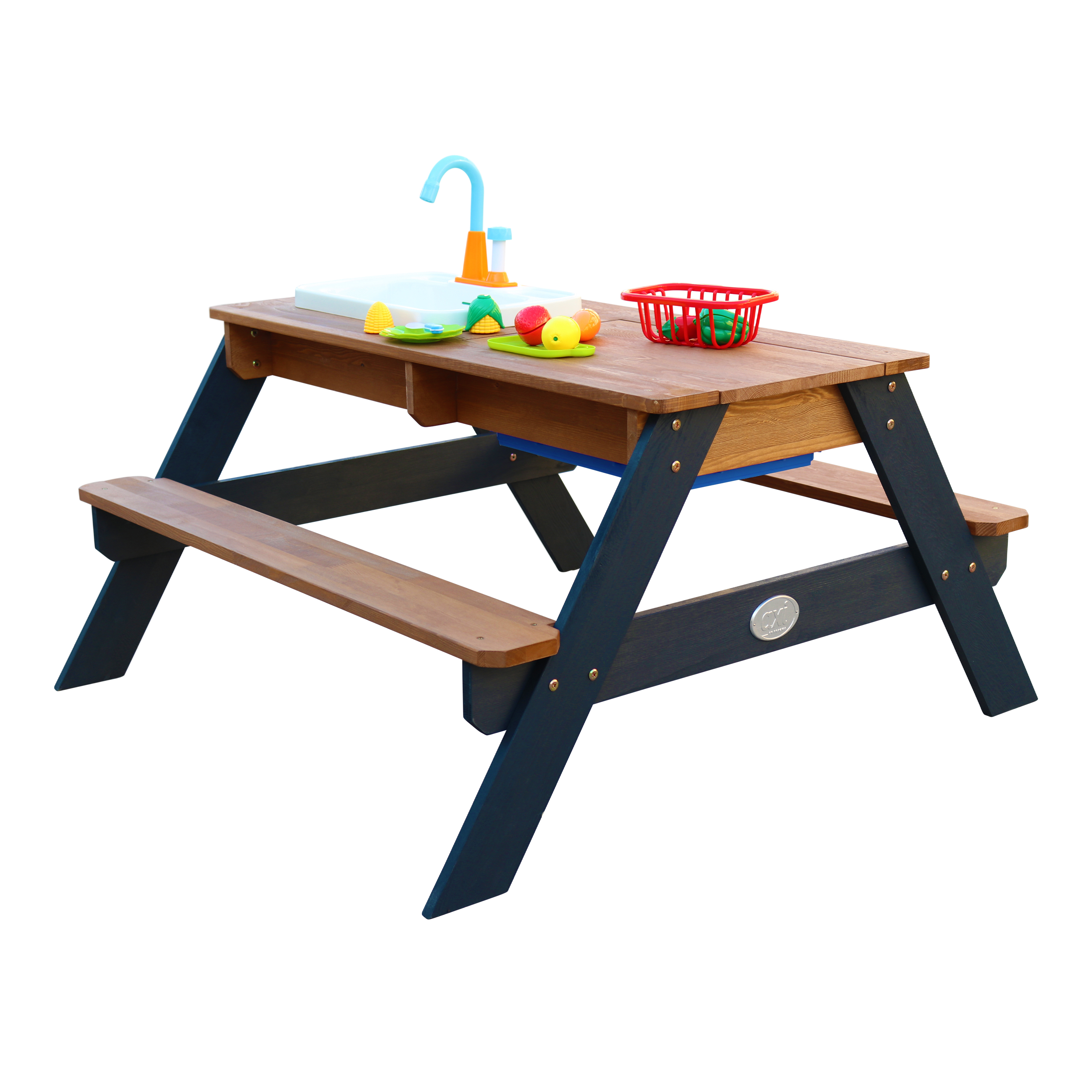 AXI Emily Sand & Water Picnic Table with Play Kitchen Sink Anthracite/Brown