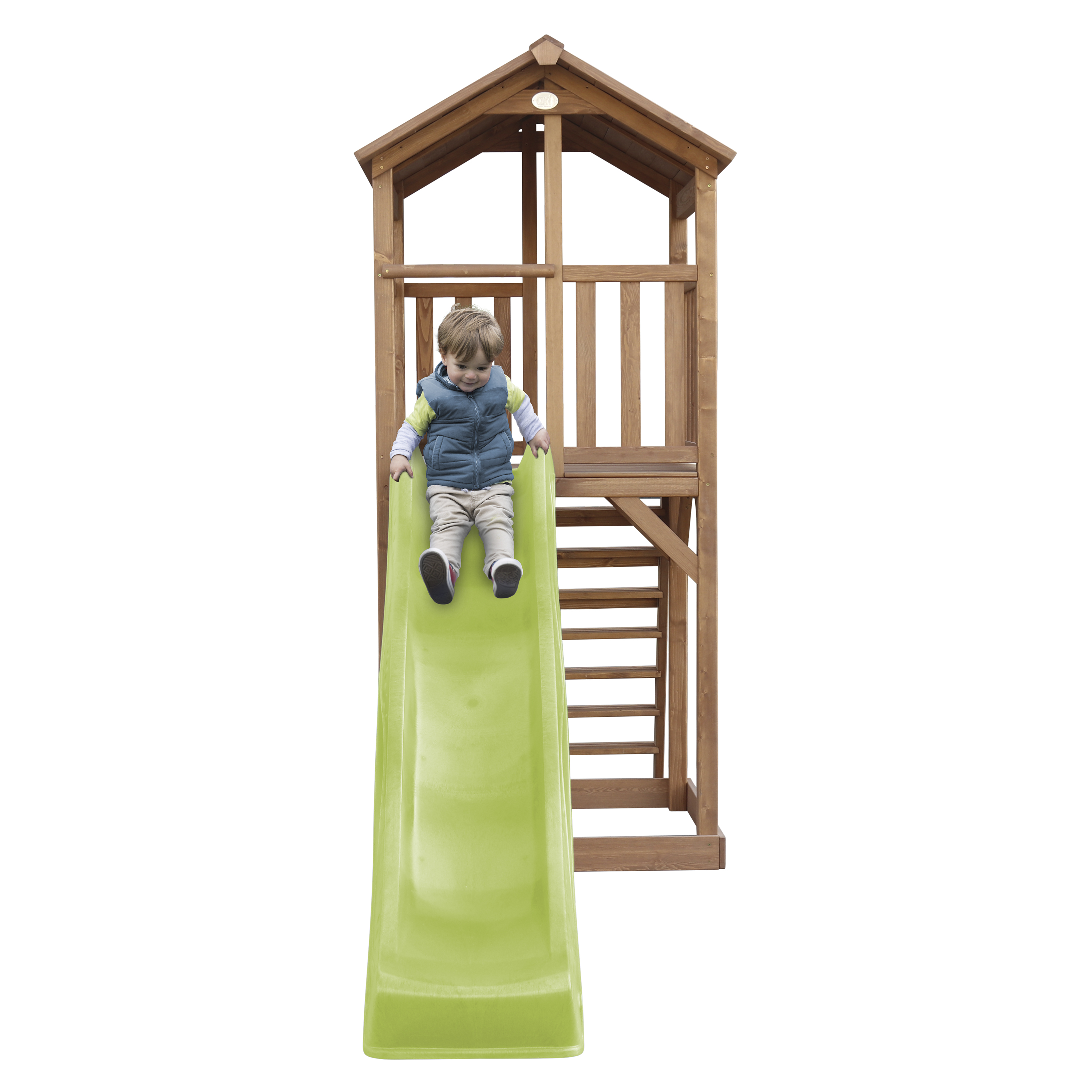 AXI Beach Tower Aire de Jeux Marron - Toboggan Vert Citron