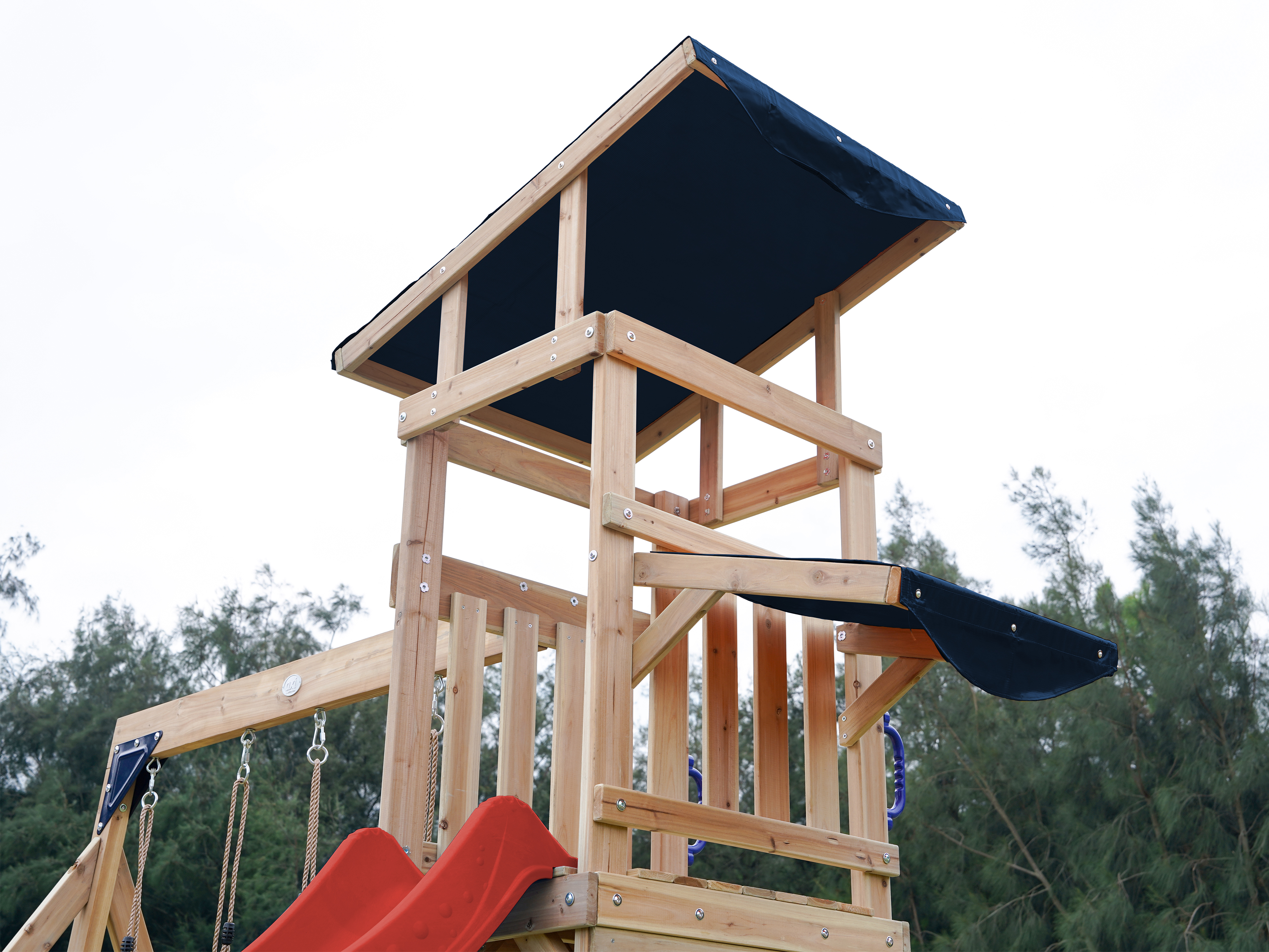 AXI Malik Climbing Frame with Double Swing Set - Red Slide