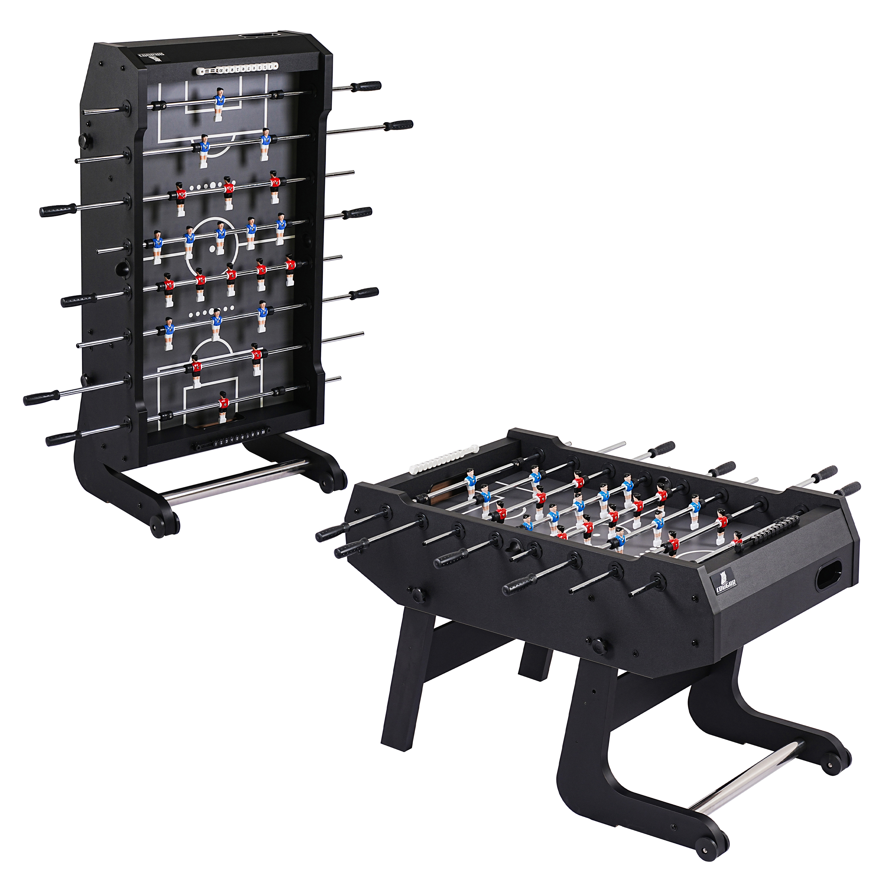 Cougar Powerkick Pro Folding Football Table Black – Grey Playing Field