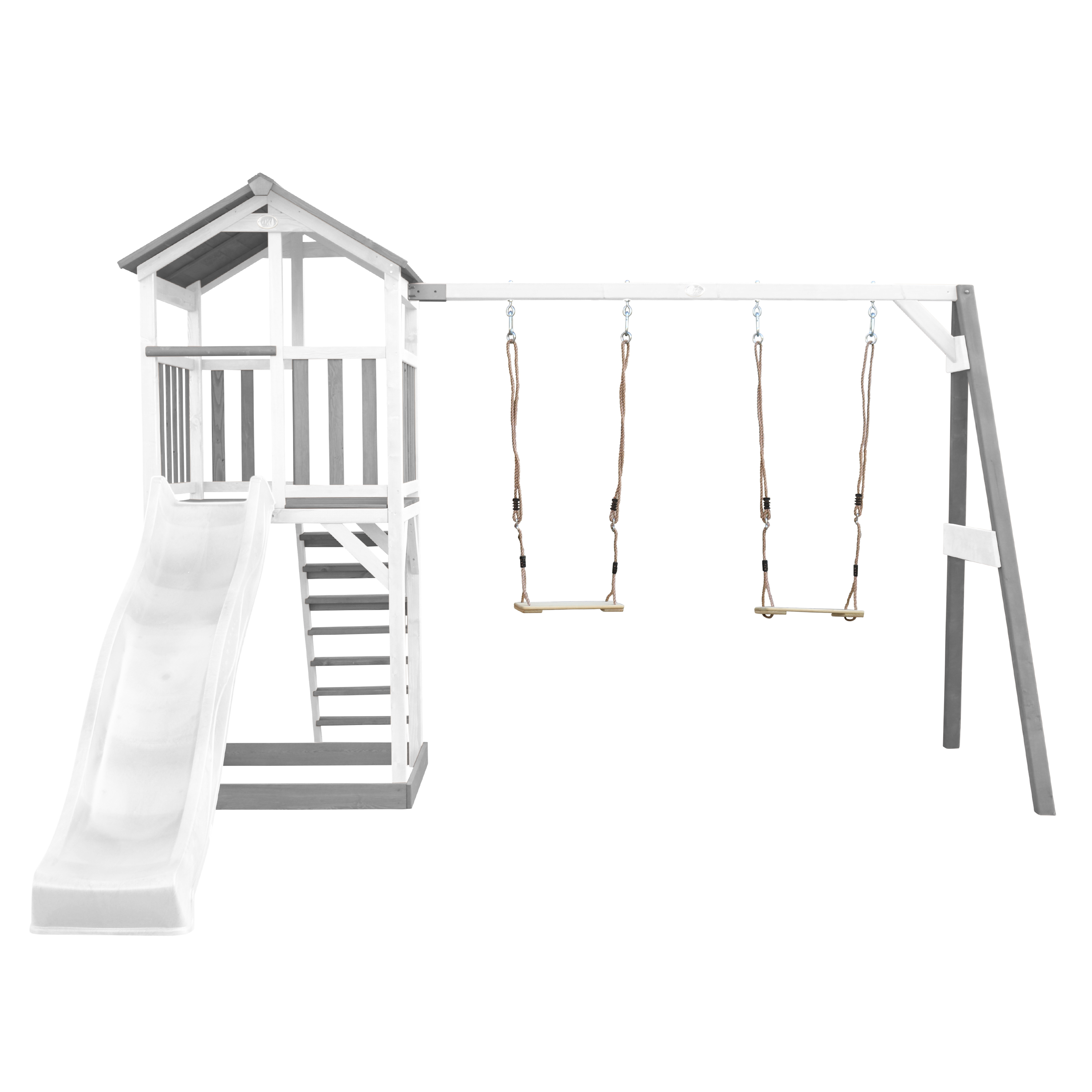 AXI Beach Tower with Double Swing Set Grey/White - White Slide