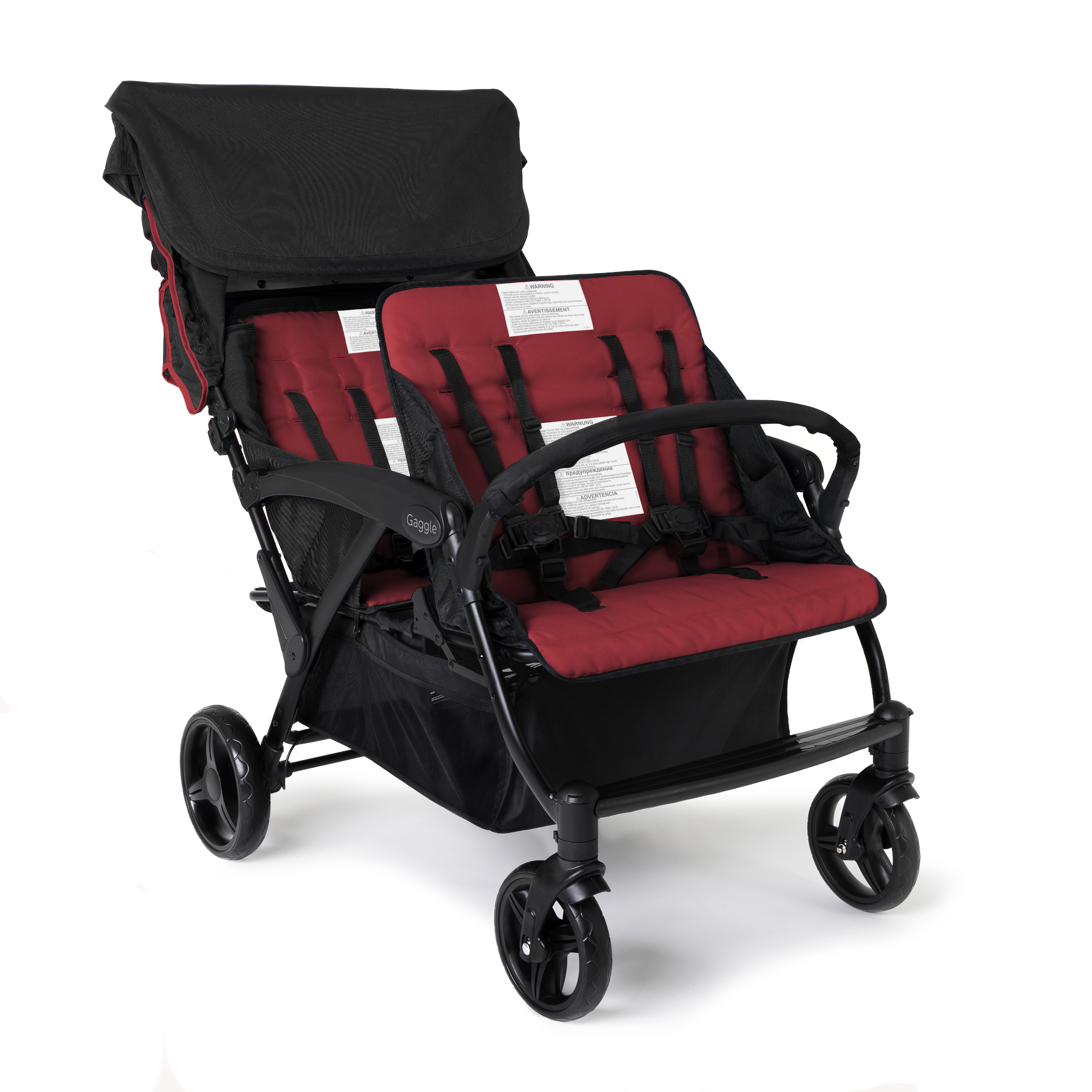 Gaggle Odyssey 4x4 quad kinderwagen / buggy voor 4 kinderen in rood/zwart