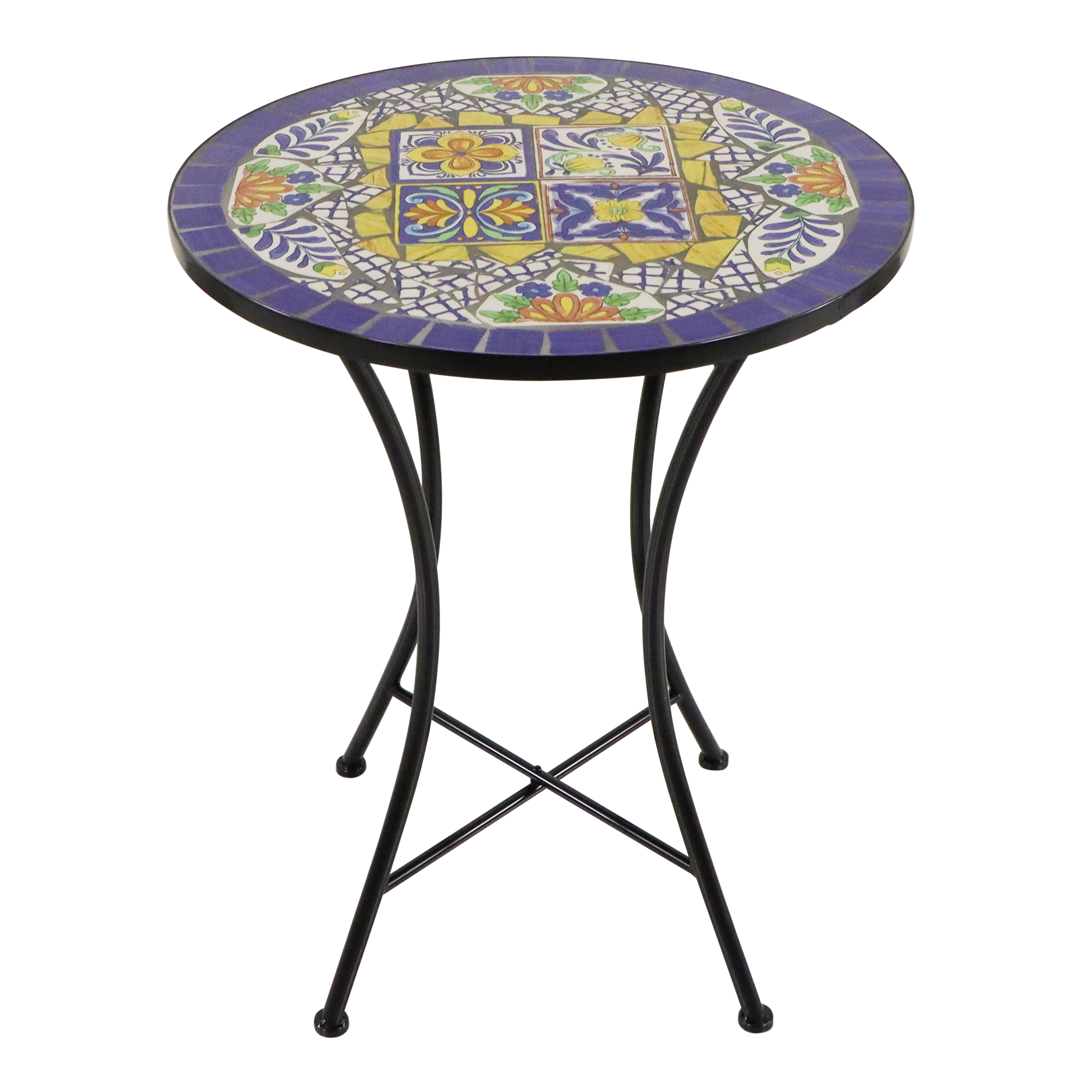 AXI Amélie Chaise Bistrot Mosaique Style Méditerranéen Bleu/Jaune