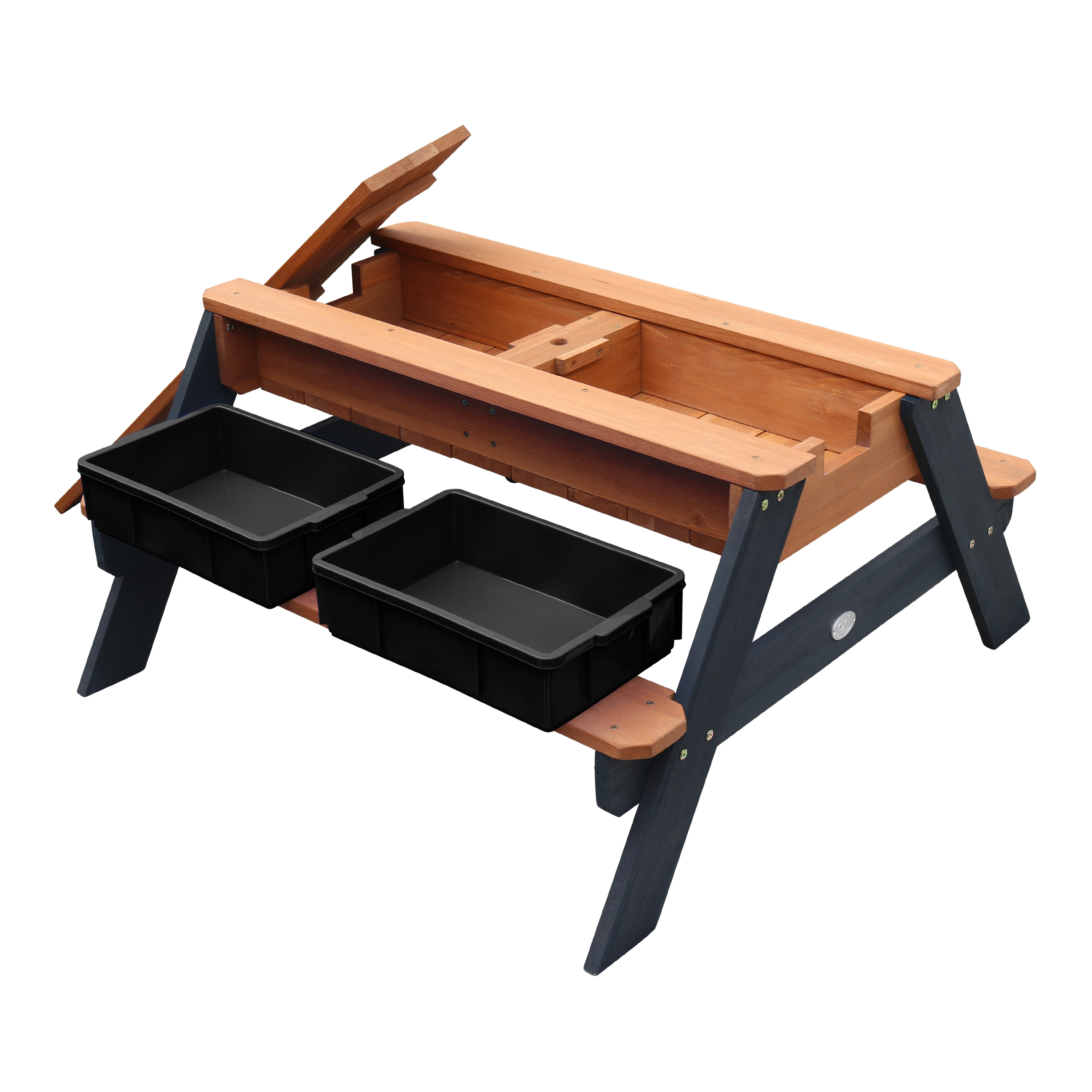 AXI Nick Sand & Water Picnic Table Anthracite/Brown - Umbrella Blue/White