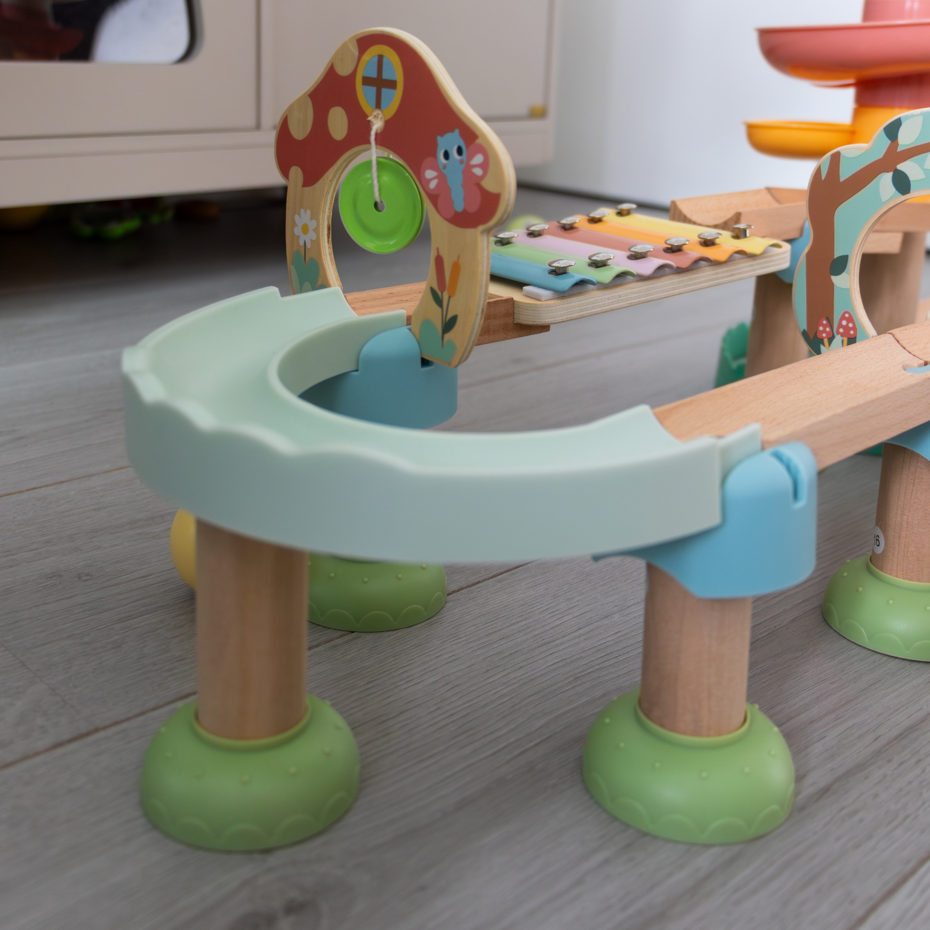 Tooky Toy Wooden Baby Marble Track - Pastel