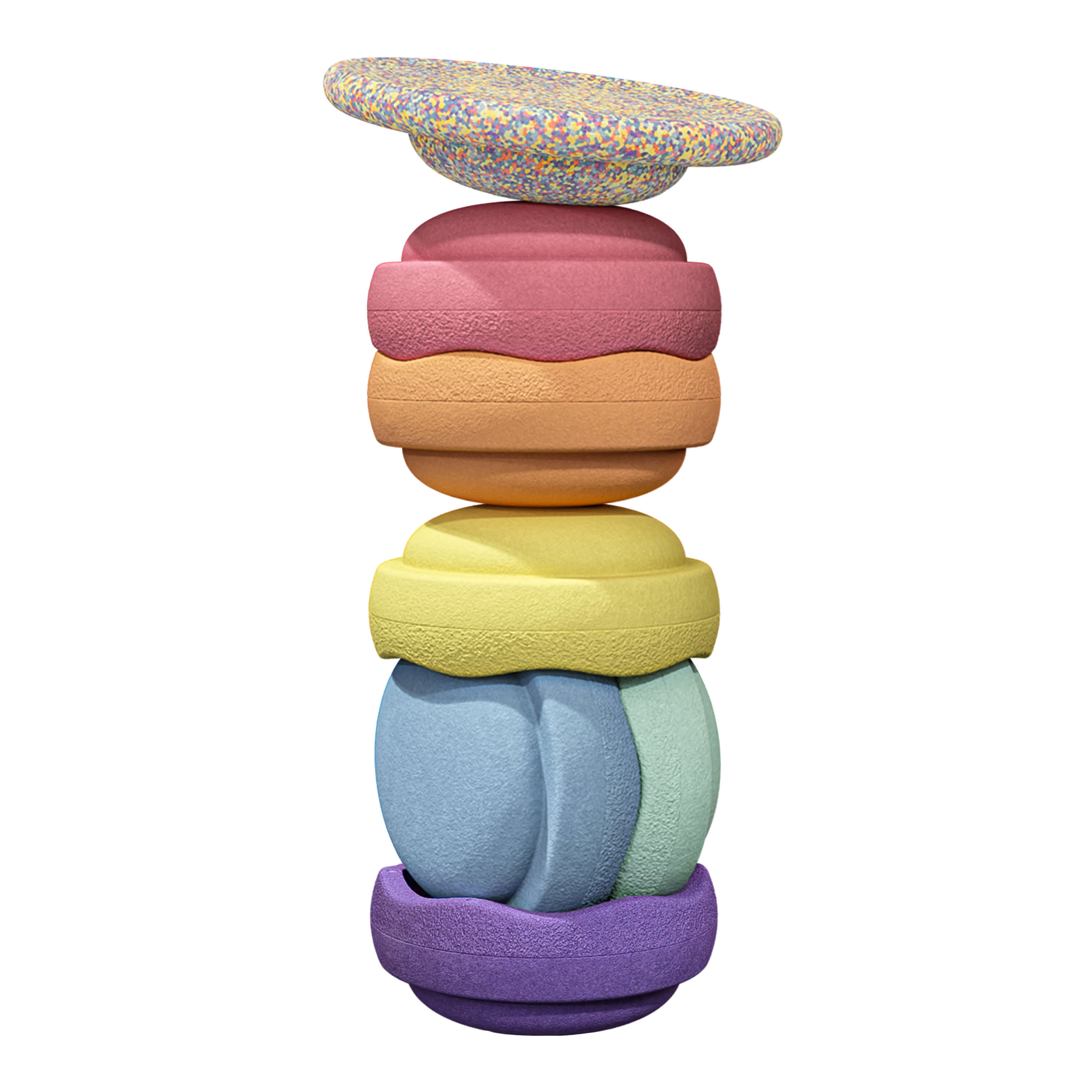 Stapelstein Rainbow Pastel Pierres d’équilibre Lot de 6+1 Planche d’équilibre