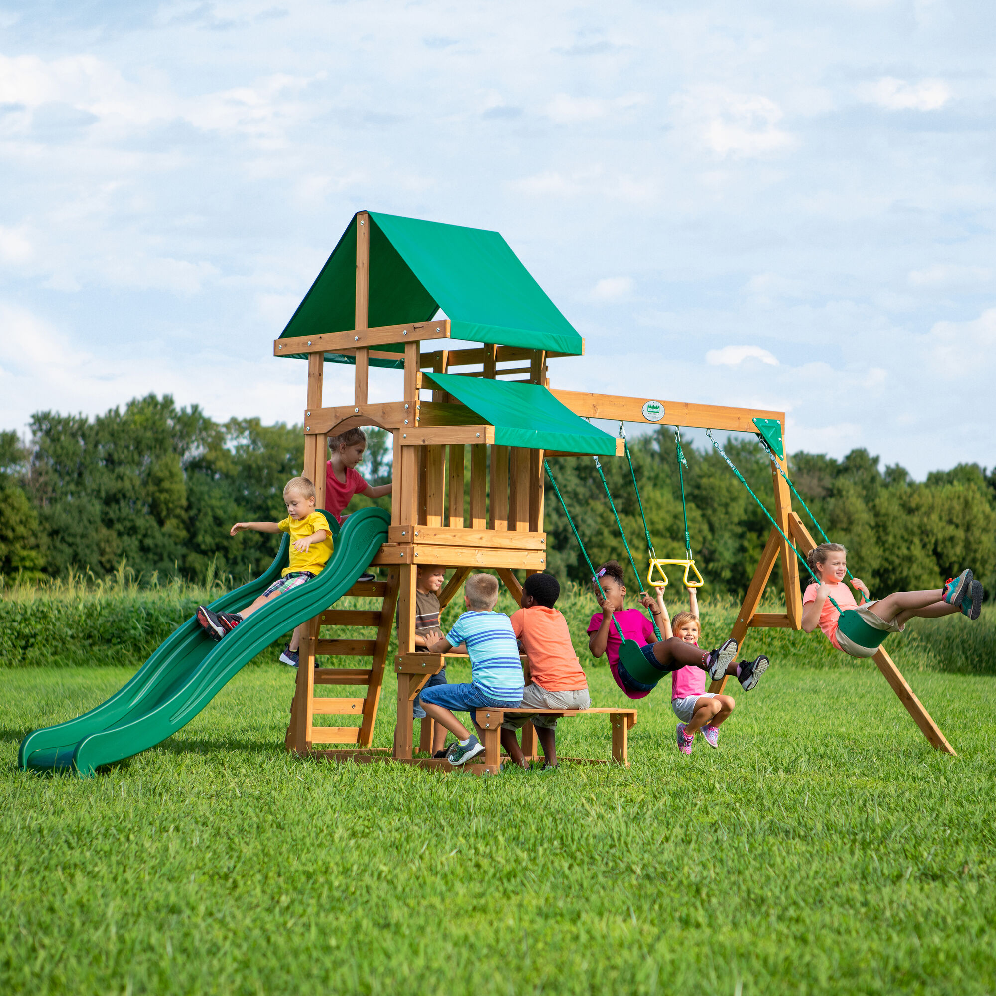 Backyard Discovery Belmont Aire de jeux avec Balançoires et Toboggan