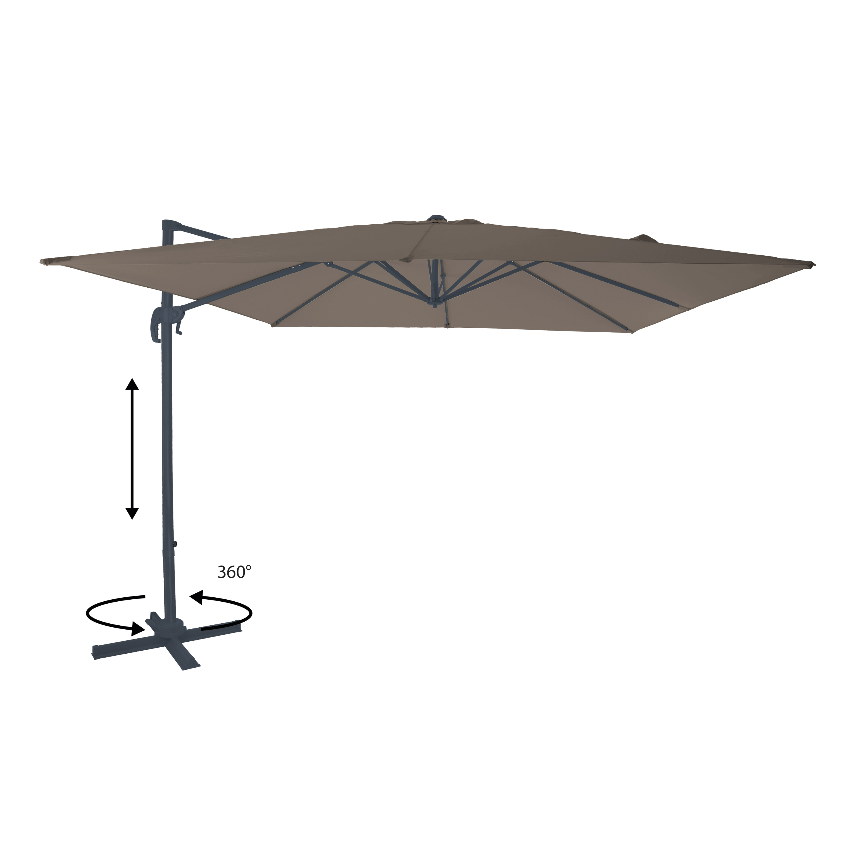 AXI Nima Parasol déporté 300x300cm Anthracite/taupe 