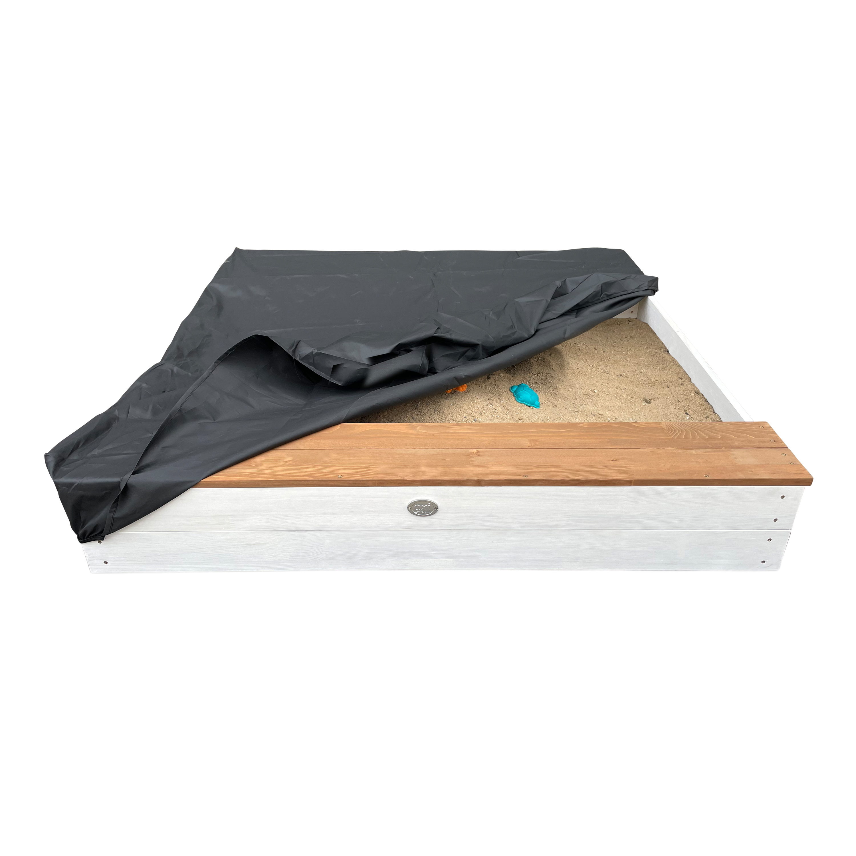 AXI Evy Sandbox with Bins and Storage - 119 x 117 cm - White/Brown