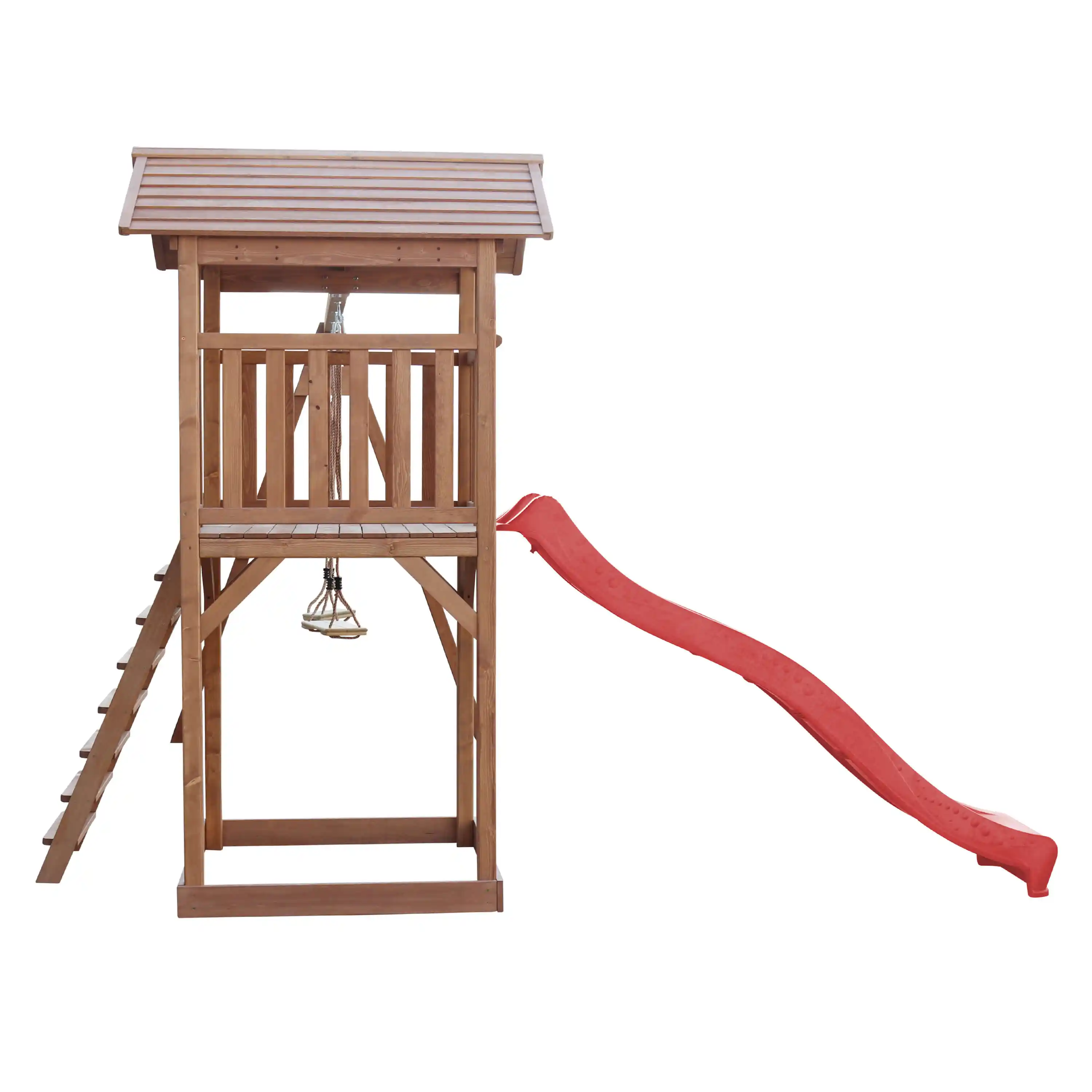 AXI Beach Tower Speeltoren met Dubbele Schommel Bruin - Rode Glijbaan