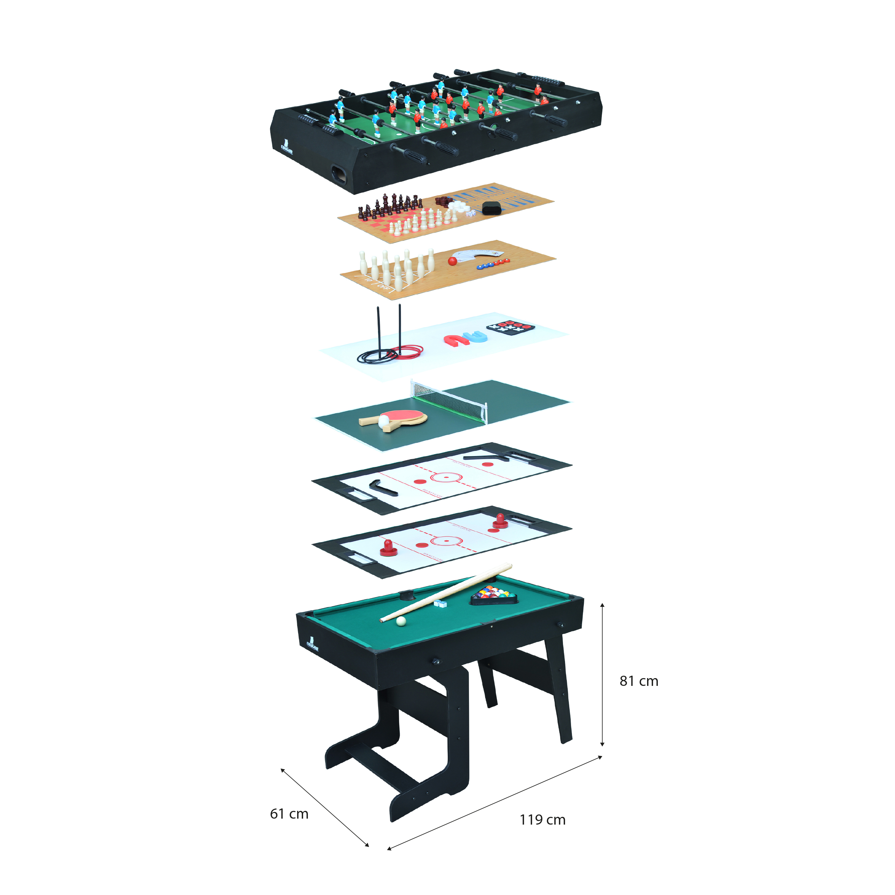Cougar All-in-One 16-in-1 Multi Game Table - Black