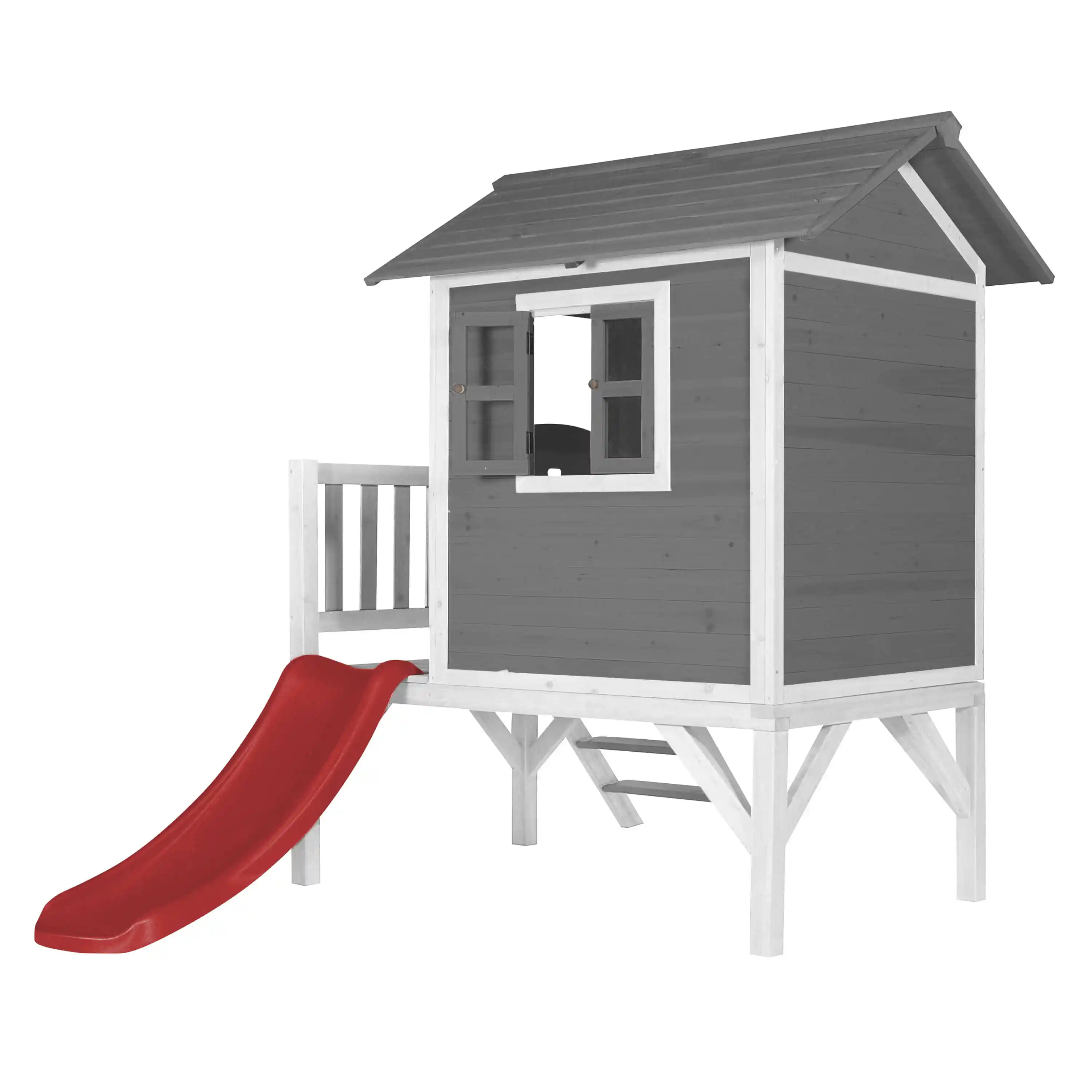 AXI Lodge XL Speelhuis Cool Grijs - Rode Glijbaan