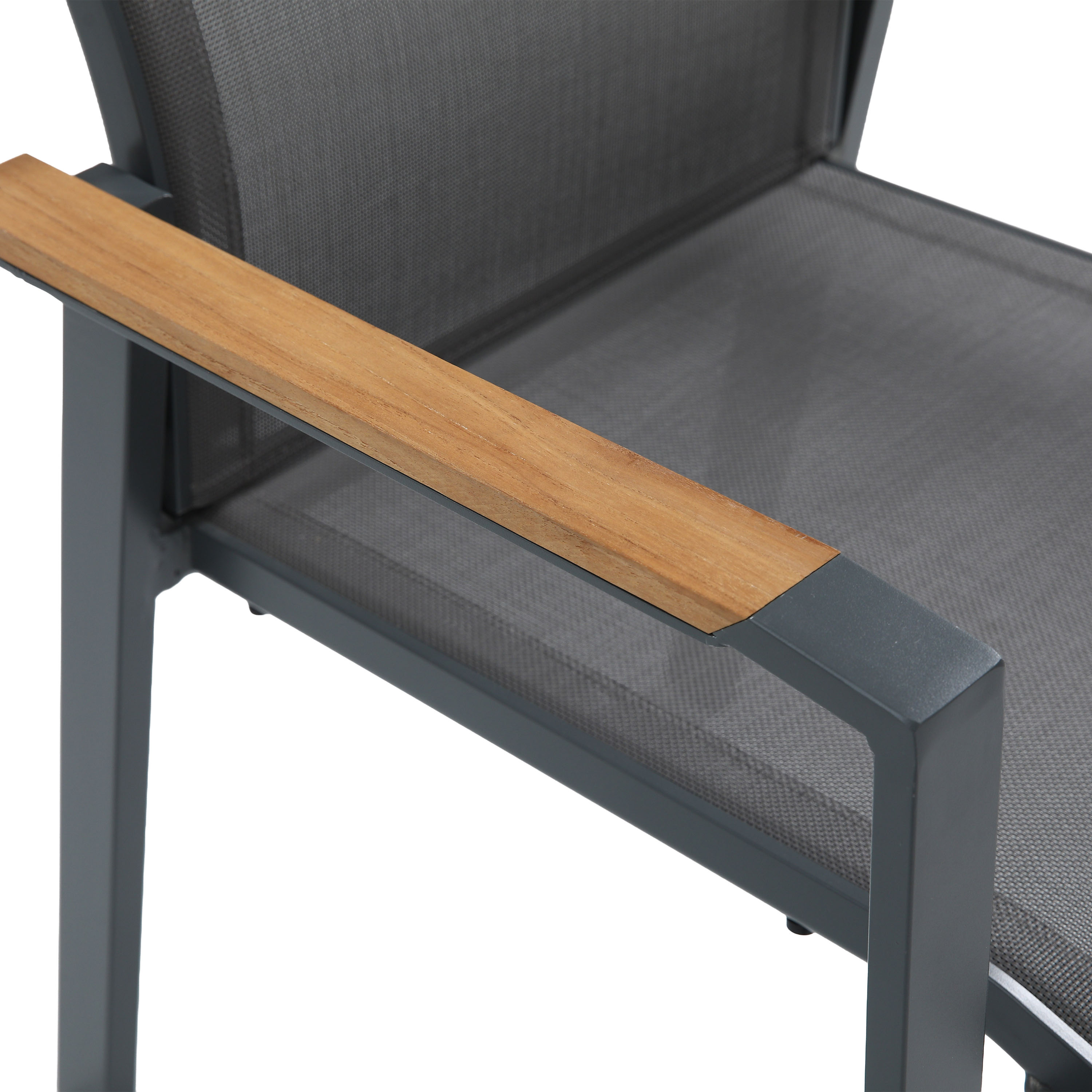 AXI Alva Aluminium Chairs Anthracite/Teak – Set 2 pieces