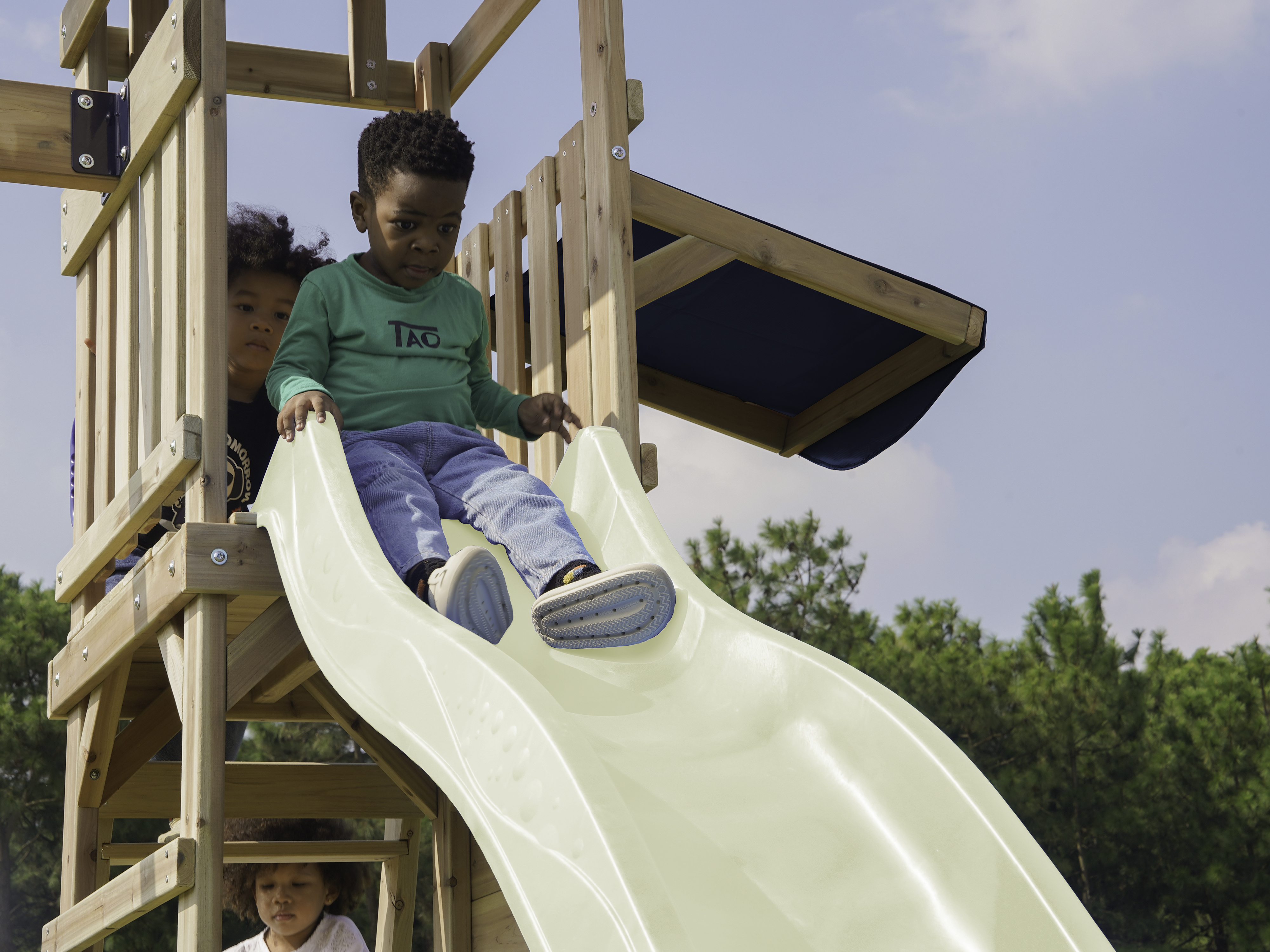 AXI Malik Climbing Frame with Double Swing Set - Cream Slide