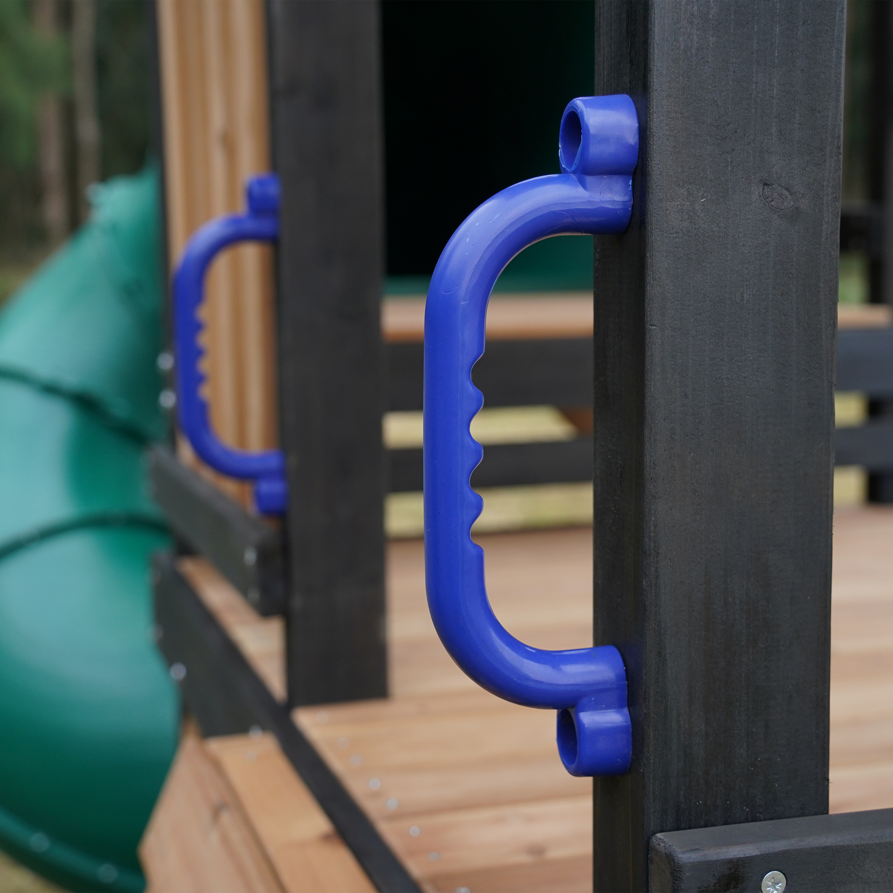 AXI Cody Climbing Frame with Swings, Trapeze and Climbing Wall – Pastel Blue Double Slide and Tube Slide