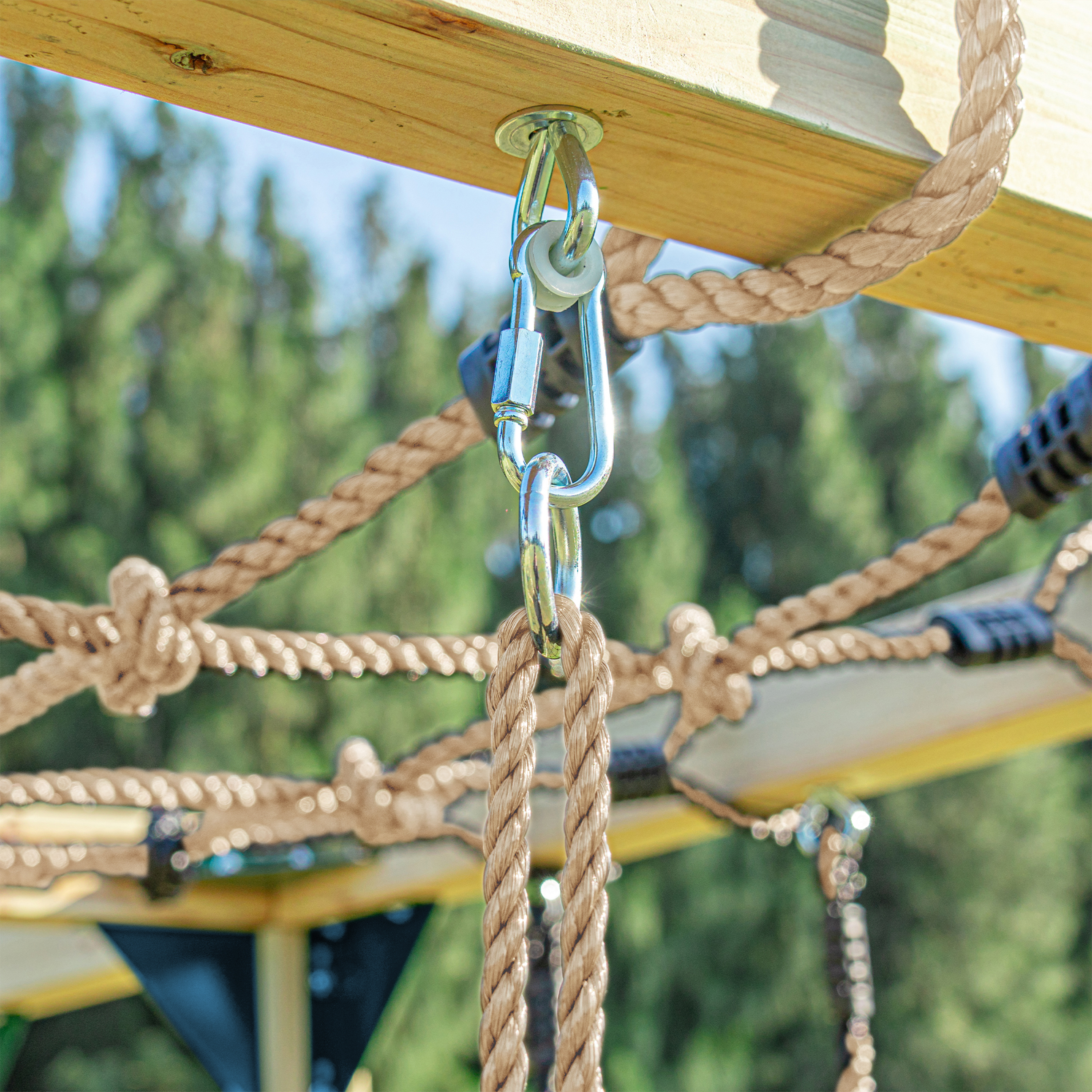 AXI Boris Wooden Playcentre with Swings, Trapeze, Climbing Nets and Monkey Bars – Blue Slide