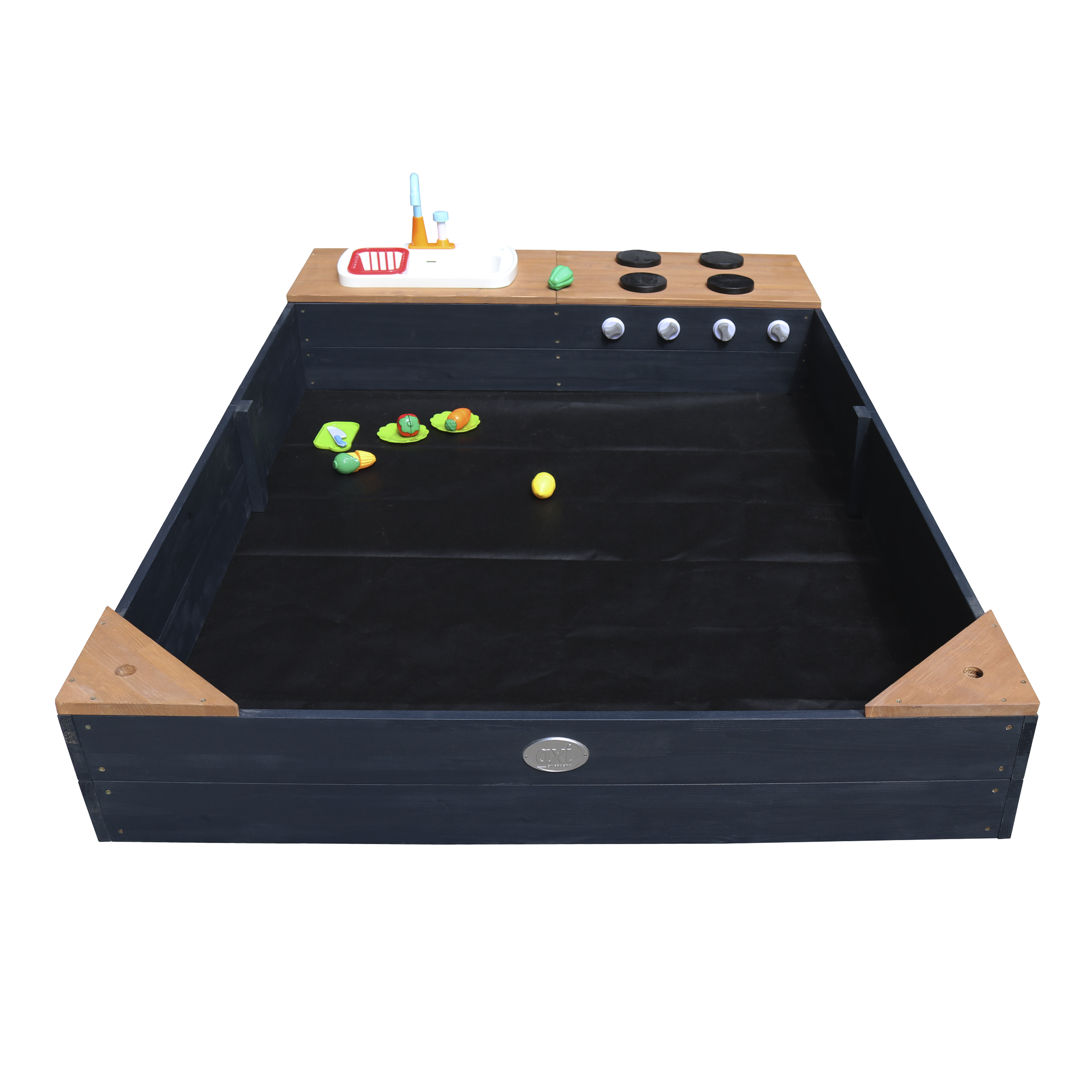 AXI Kelly Sandbox with Play Kitchen - 180 x 115 cm - Anthracite/Brown