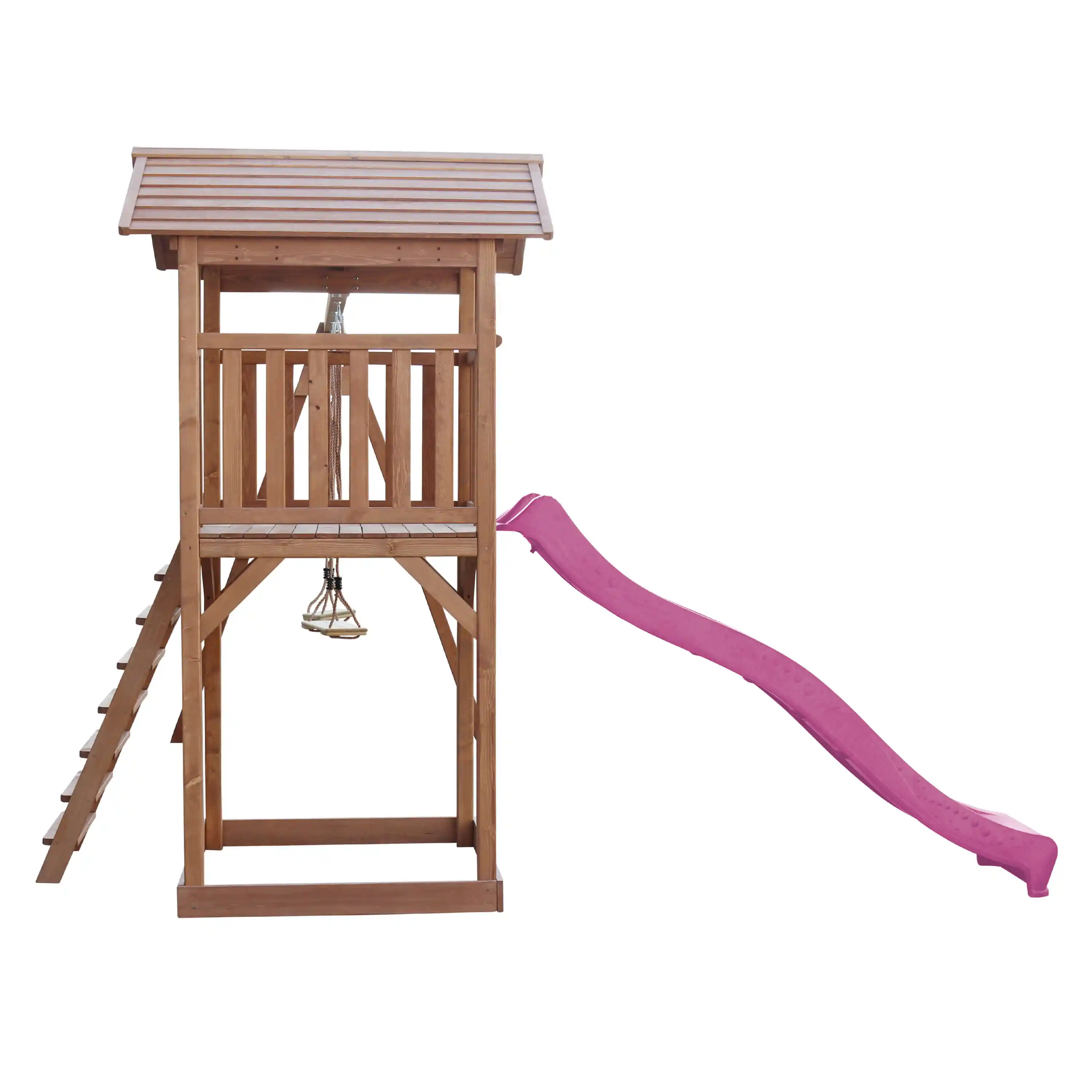 AXI Beach Tower Aire de jeux Marron avec 2 Balançoires - Toboggan Violet