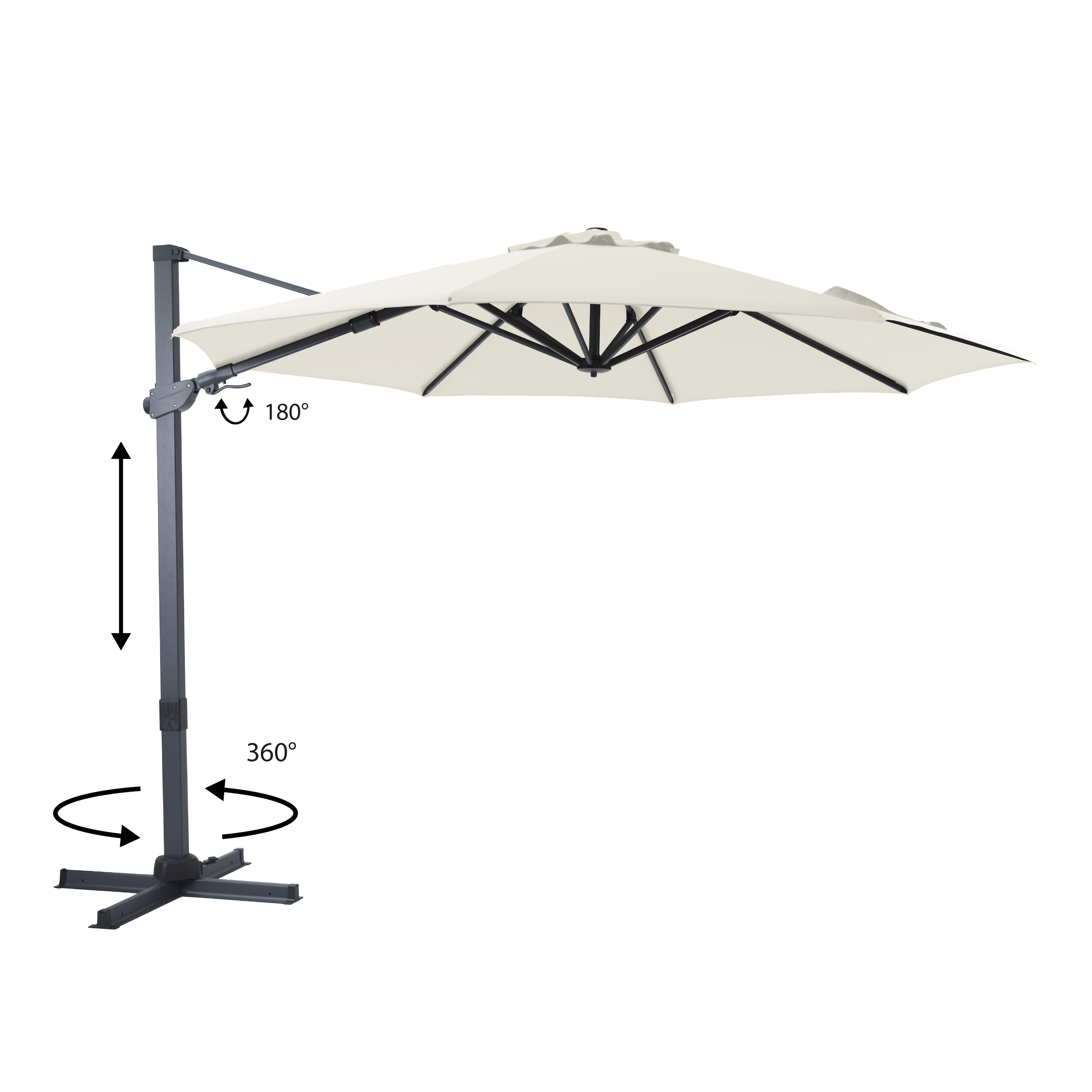 AXI Cyrus Premium Parasol déporté Ø 300cm Anthracite/beige 