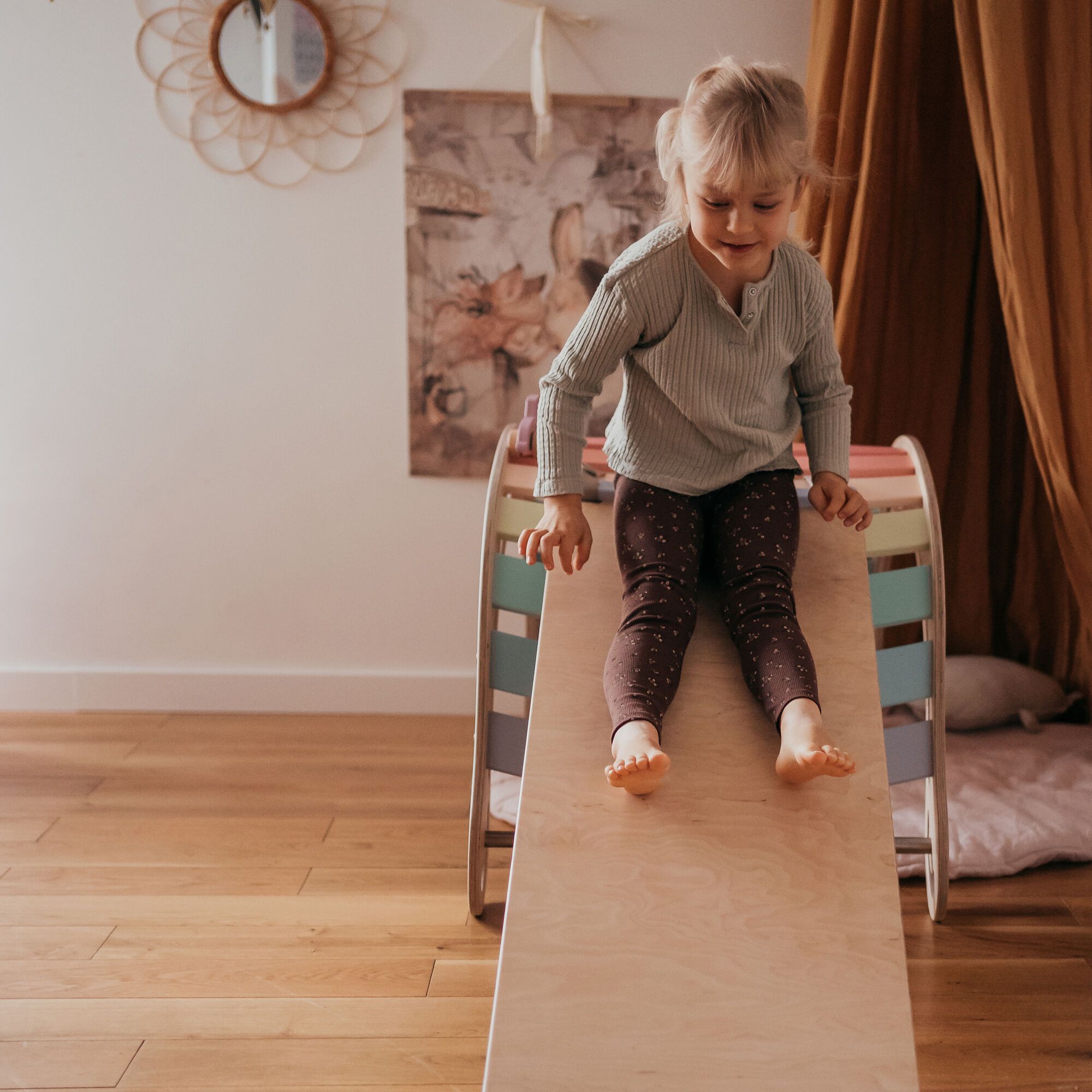 KateHaa Houten XXL Waldorf Rocker met Klimwand Pastel