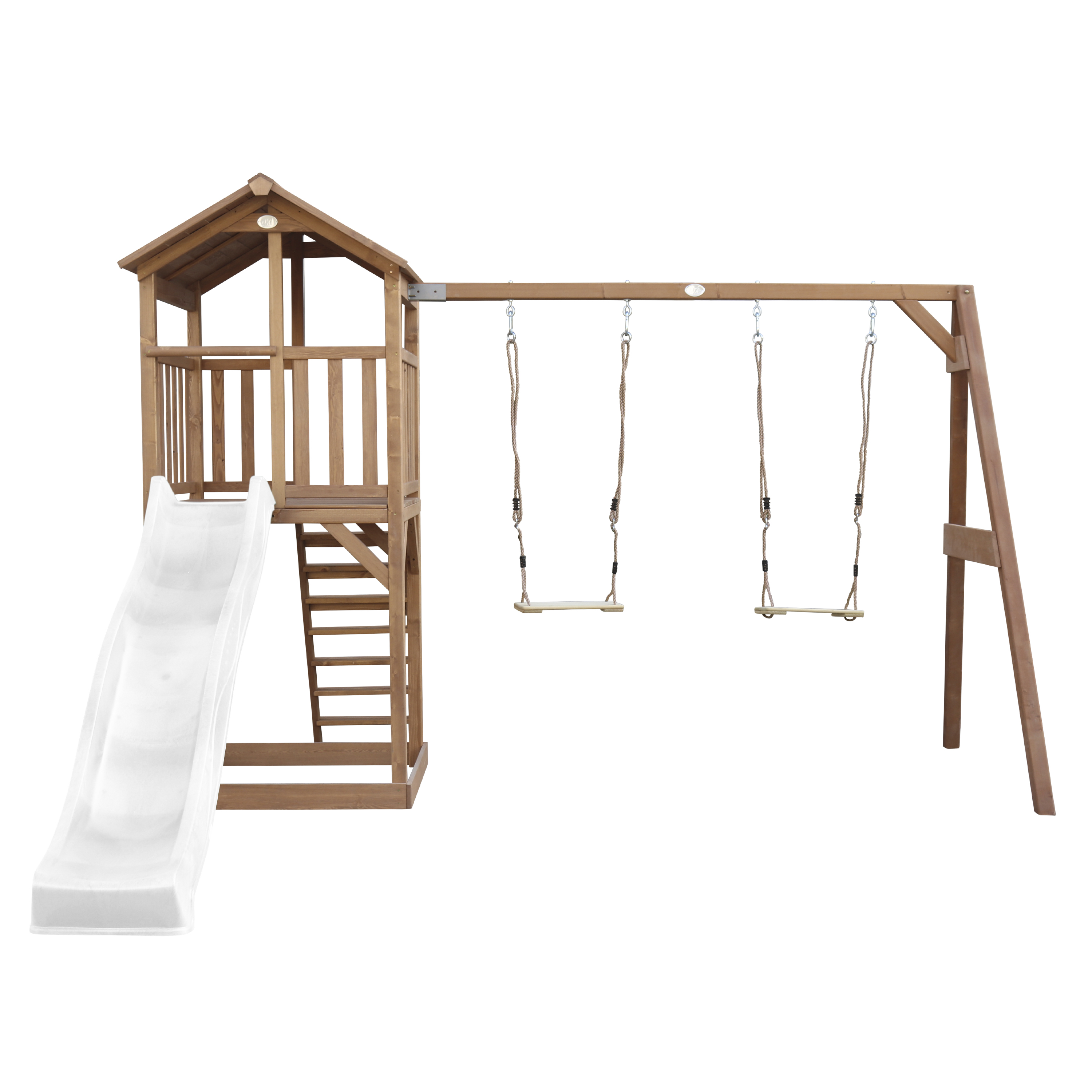 AXI Beach Tower with Double Swing Set Brown - White Slide