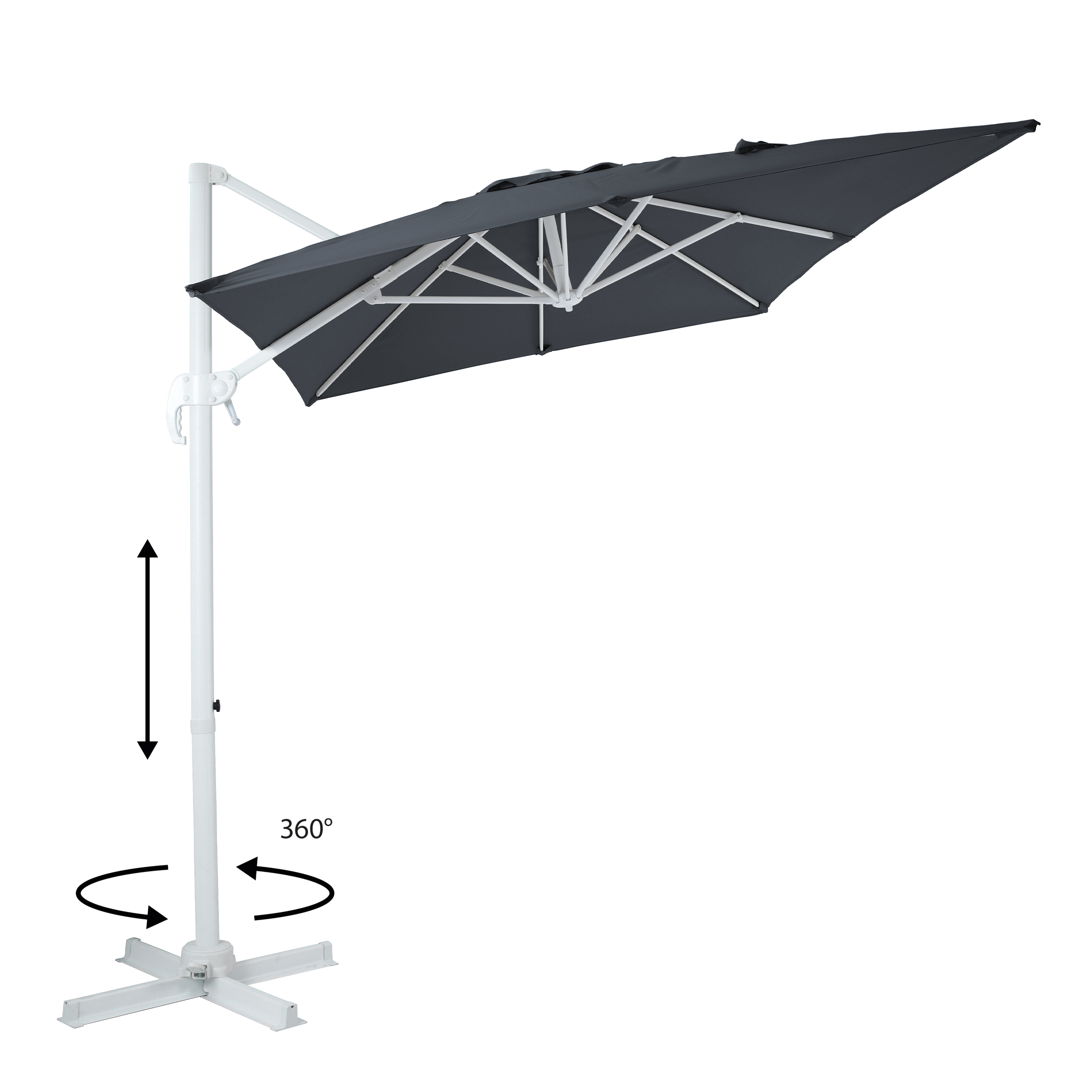 AXI Coco Parasol déporté 200x300cm Blanc/Gris 