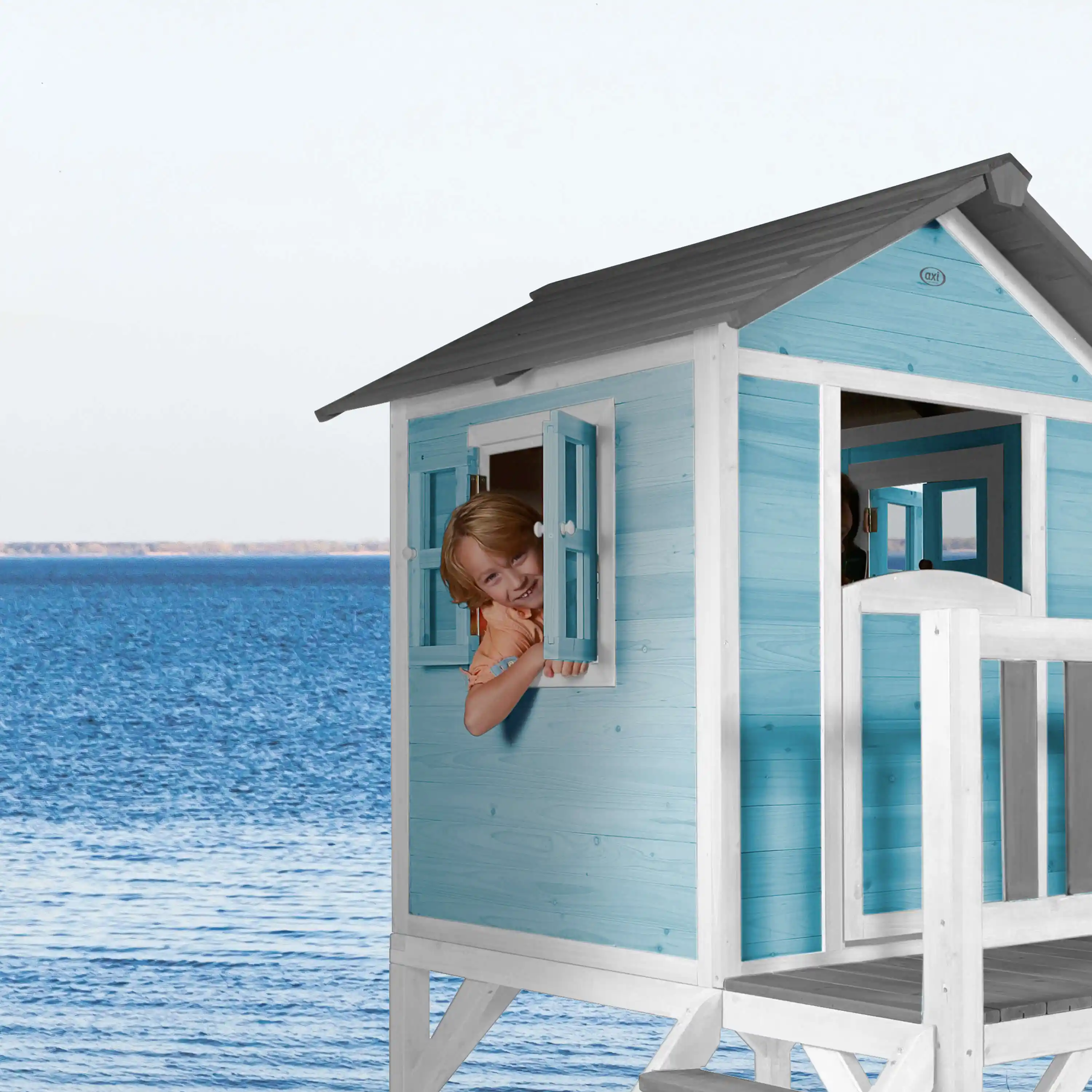 AXI Lodge XL Speelhuis Caribisch Blauw - Blauwe Glijbaan