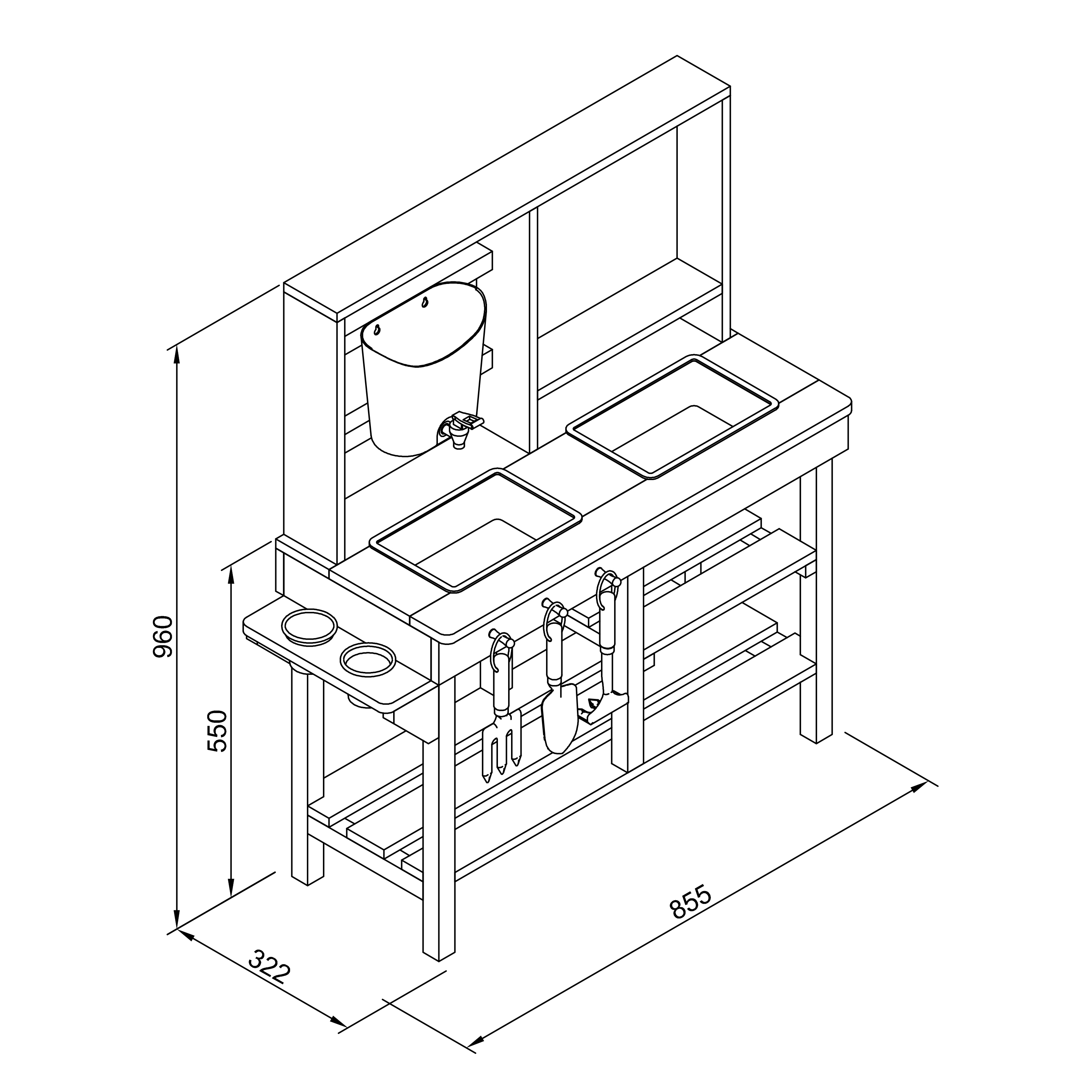 AXI Sev Sand & Water Play Kitchen Grey/Green